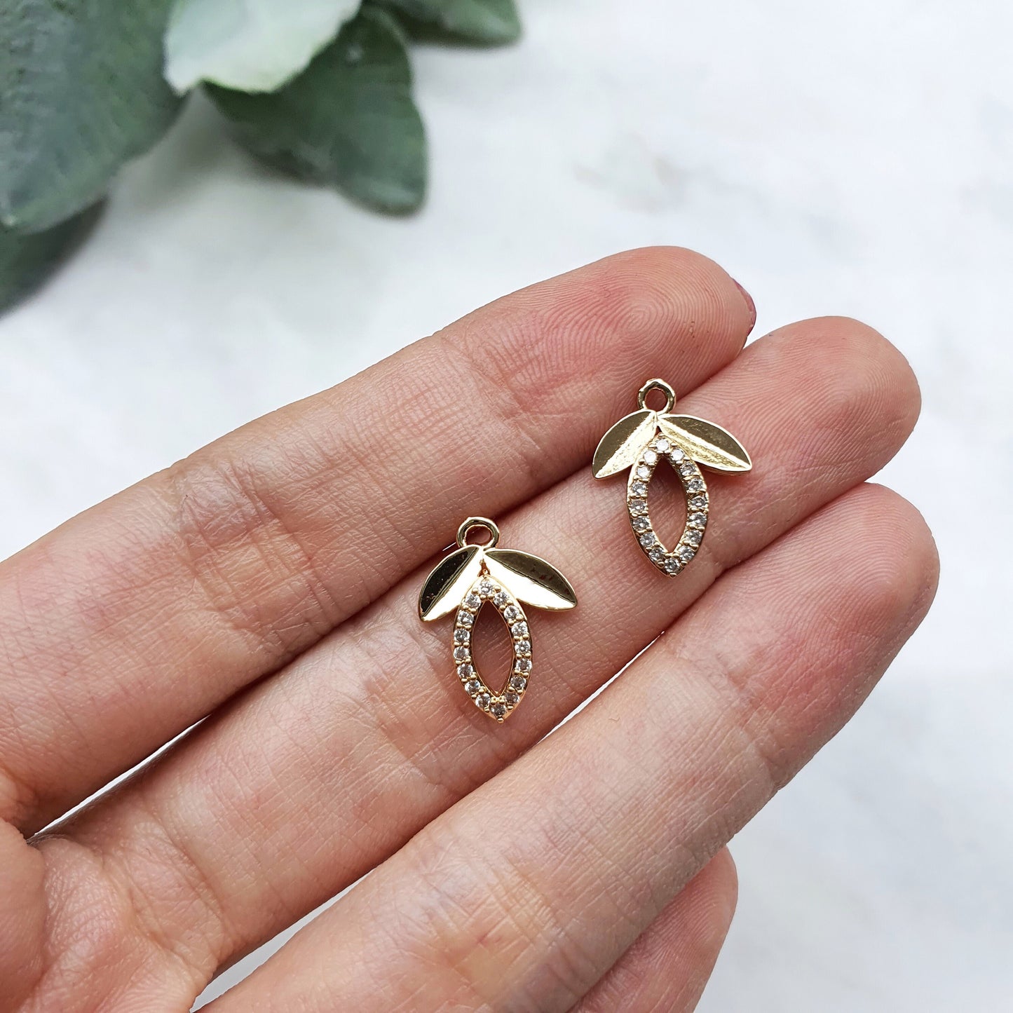 Zircon Gold plated charms Earrings components Earrings findings DIY jewelry