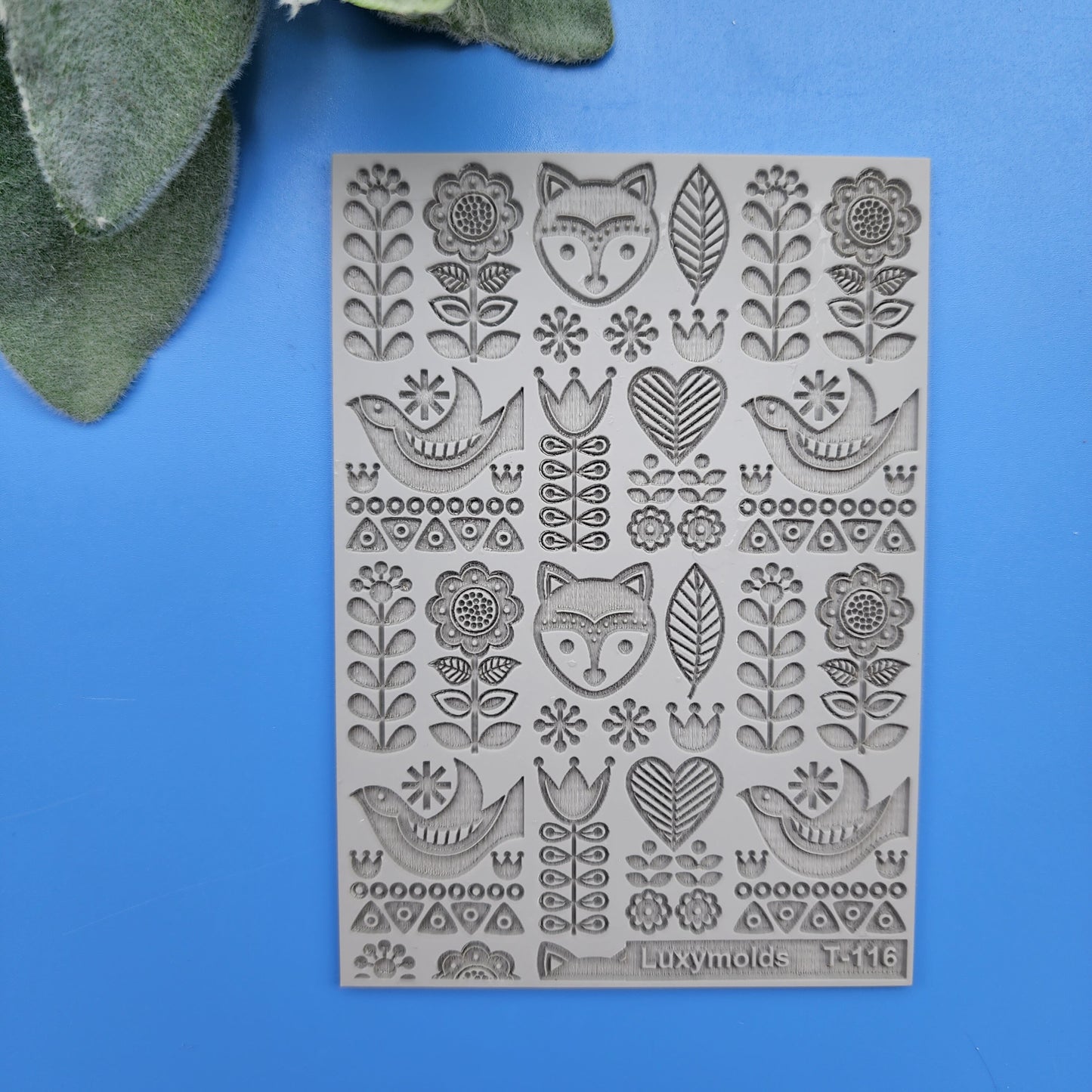 Polymer clay Texture tile Texture mat Clay stamp Polymer clay texture stencils "Scandinavic flowers" T-116