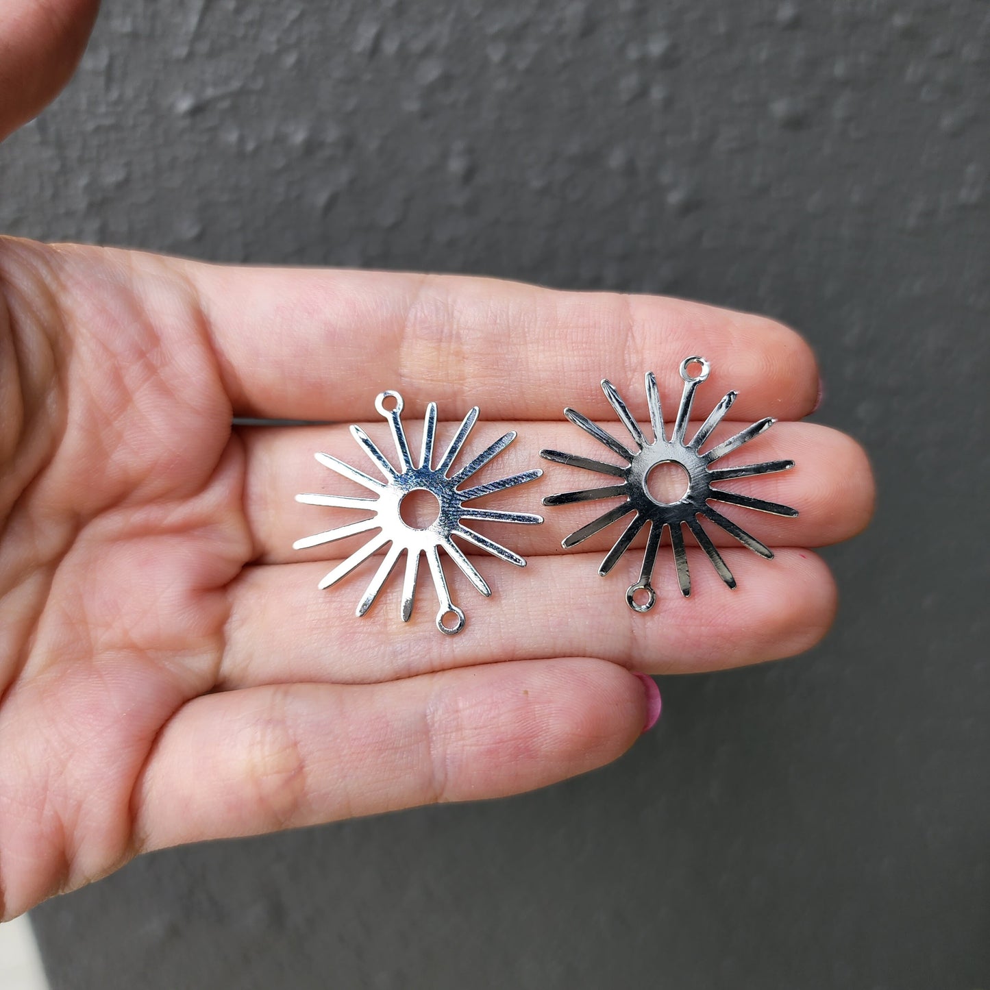 Silver charms Sun Earrings components Earrings findings DIY jewelry