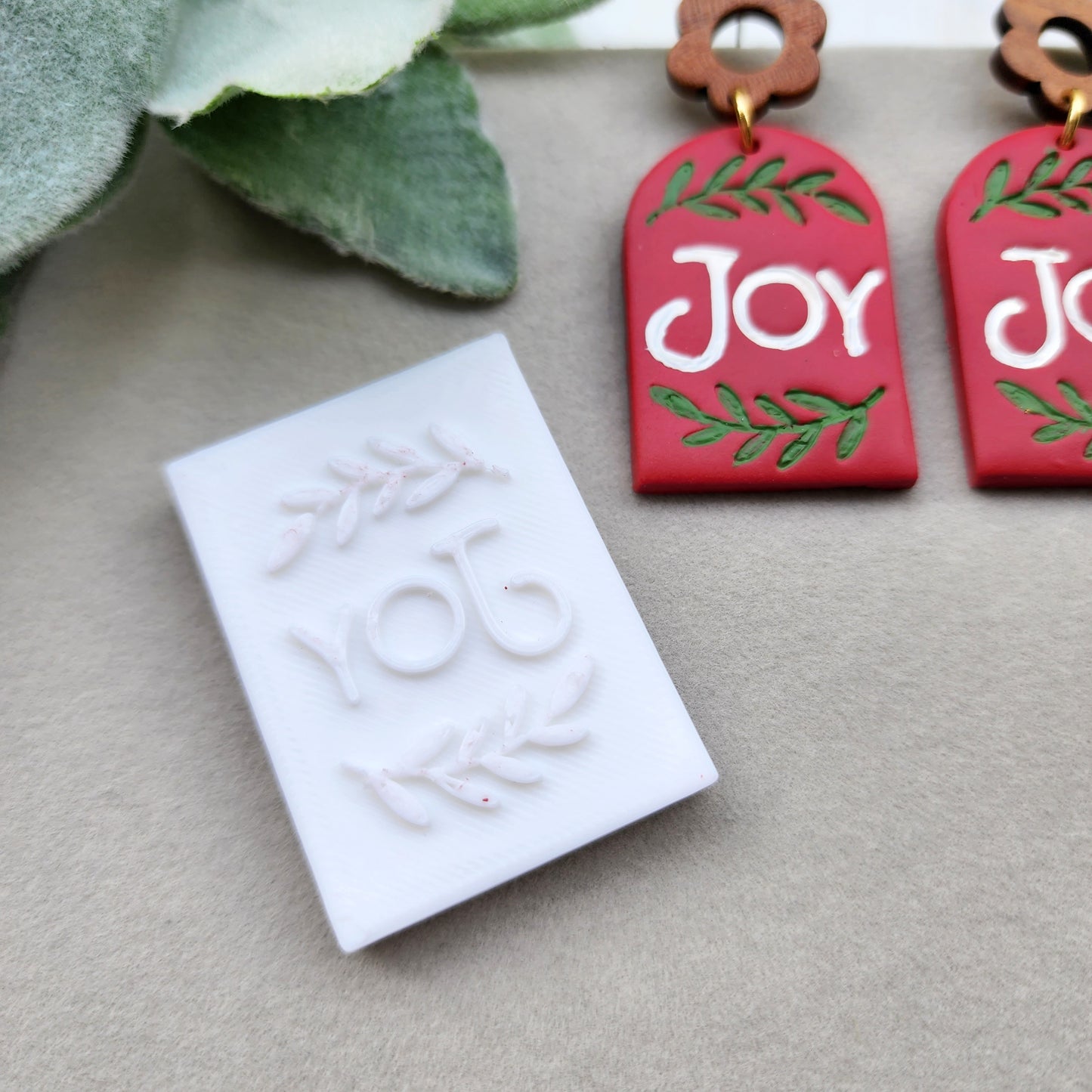 Christmas clay stamp "Joy" clay embossing Earrings Polymer clay 3D Geometry Jewelry shapes stamp