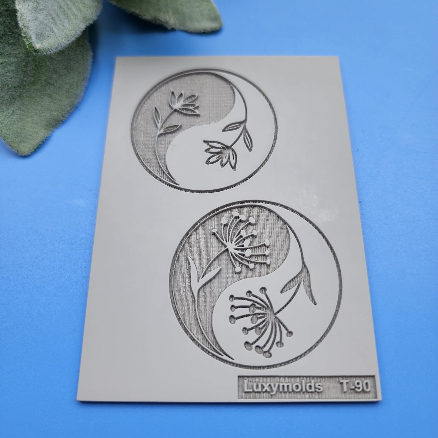 Polymer clay Texture tile Texture mat Clay stamp Polymer clay texture stencils "Yin Yang plants" T-90