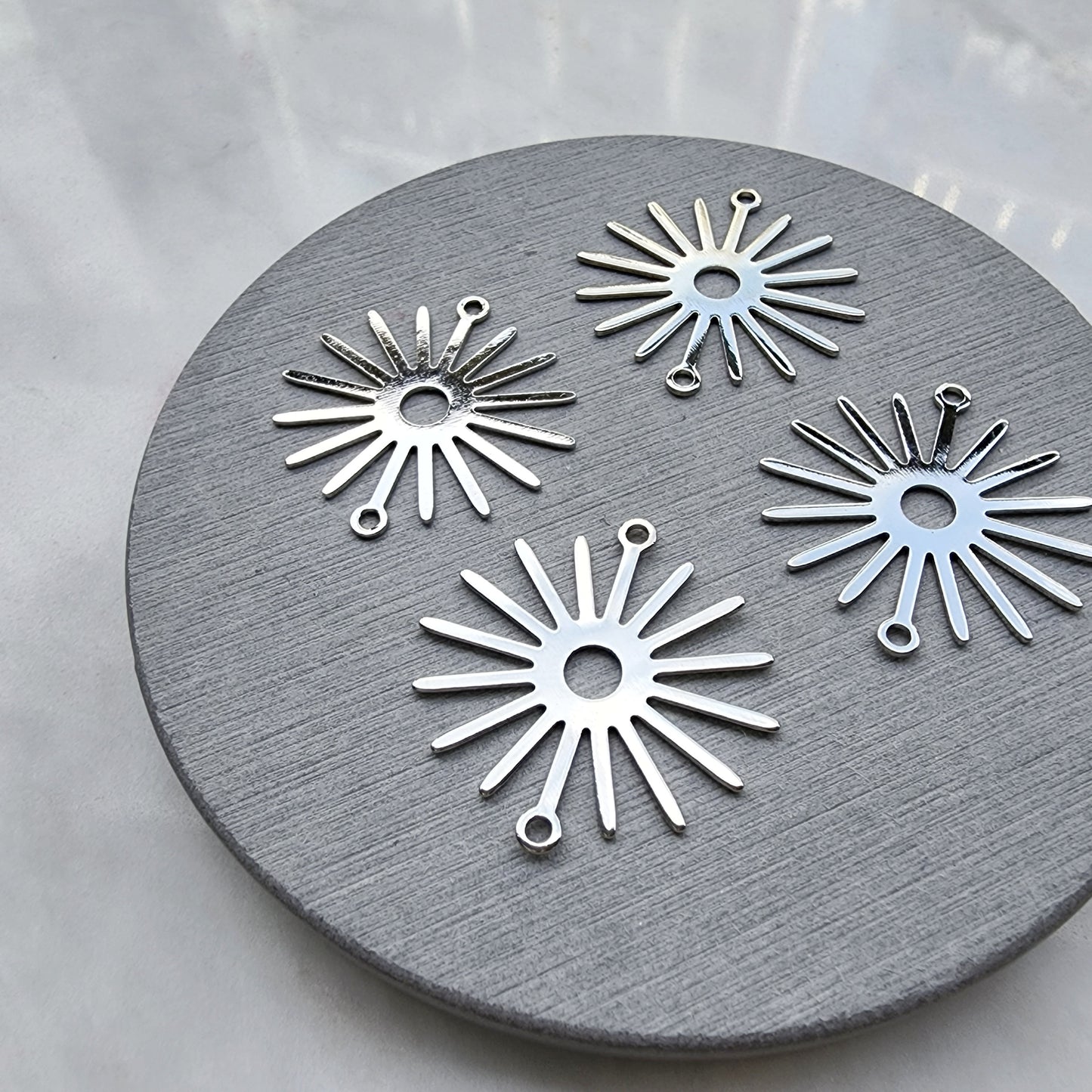 Silver charms Sun Earrings components Earrings findings DIY jewelry