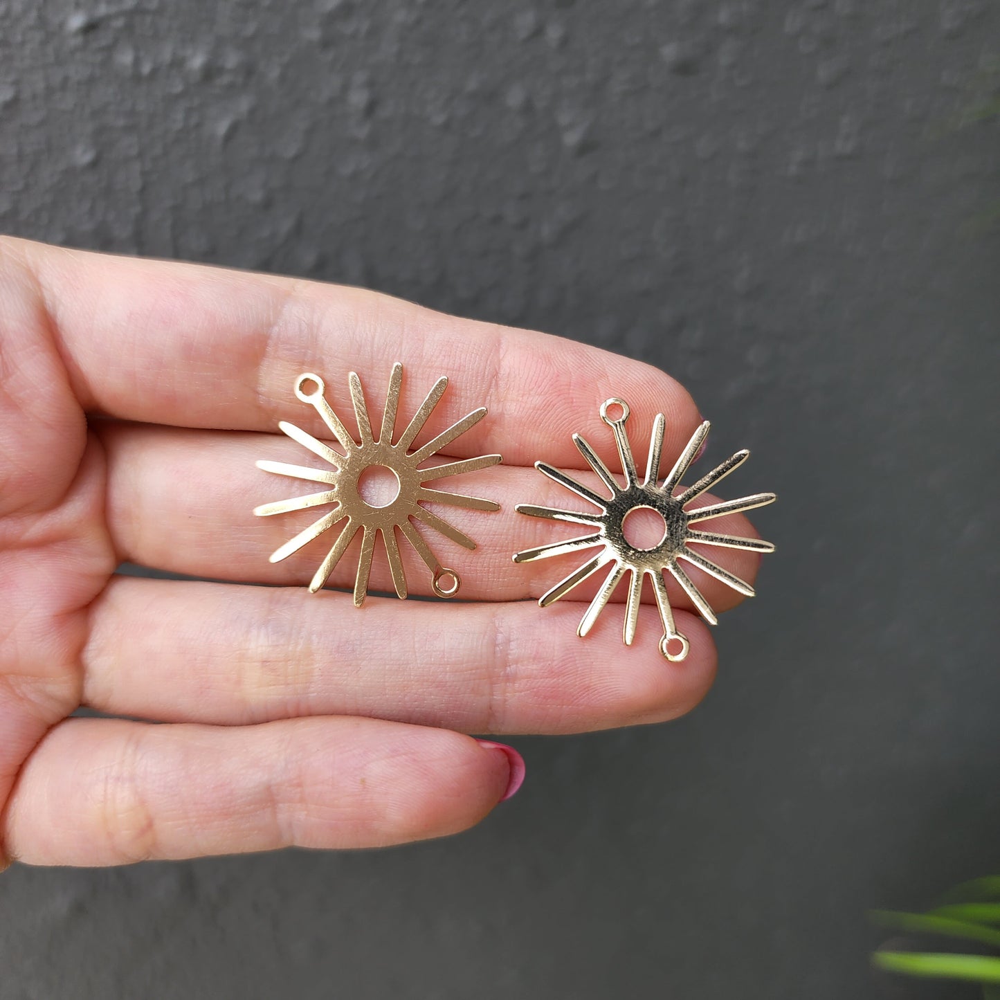 Gold plated charms Sun Earrings components Earrings findings DIY jewelry