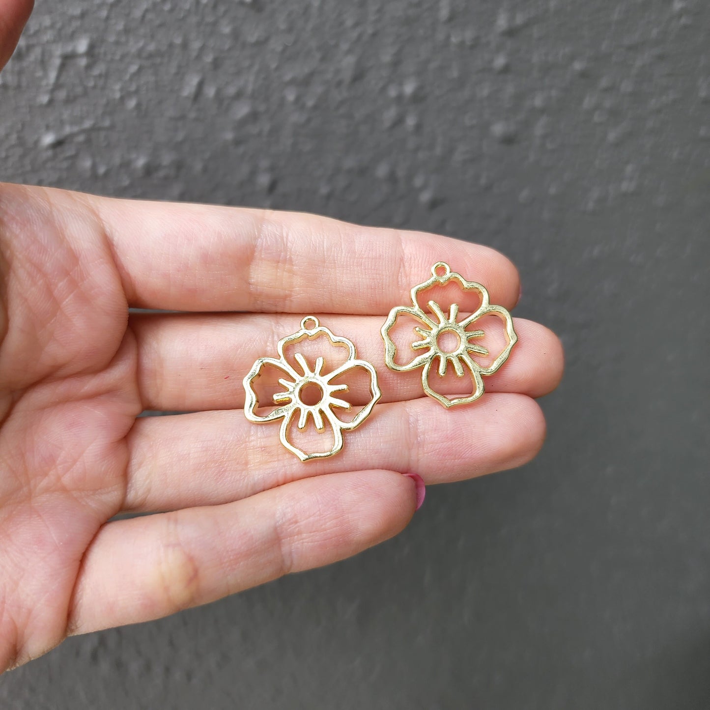 Gold plated charms Flowers Earrings components Earrings findings DIY jewelry