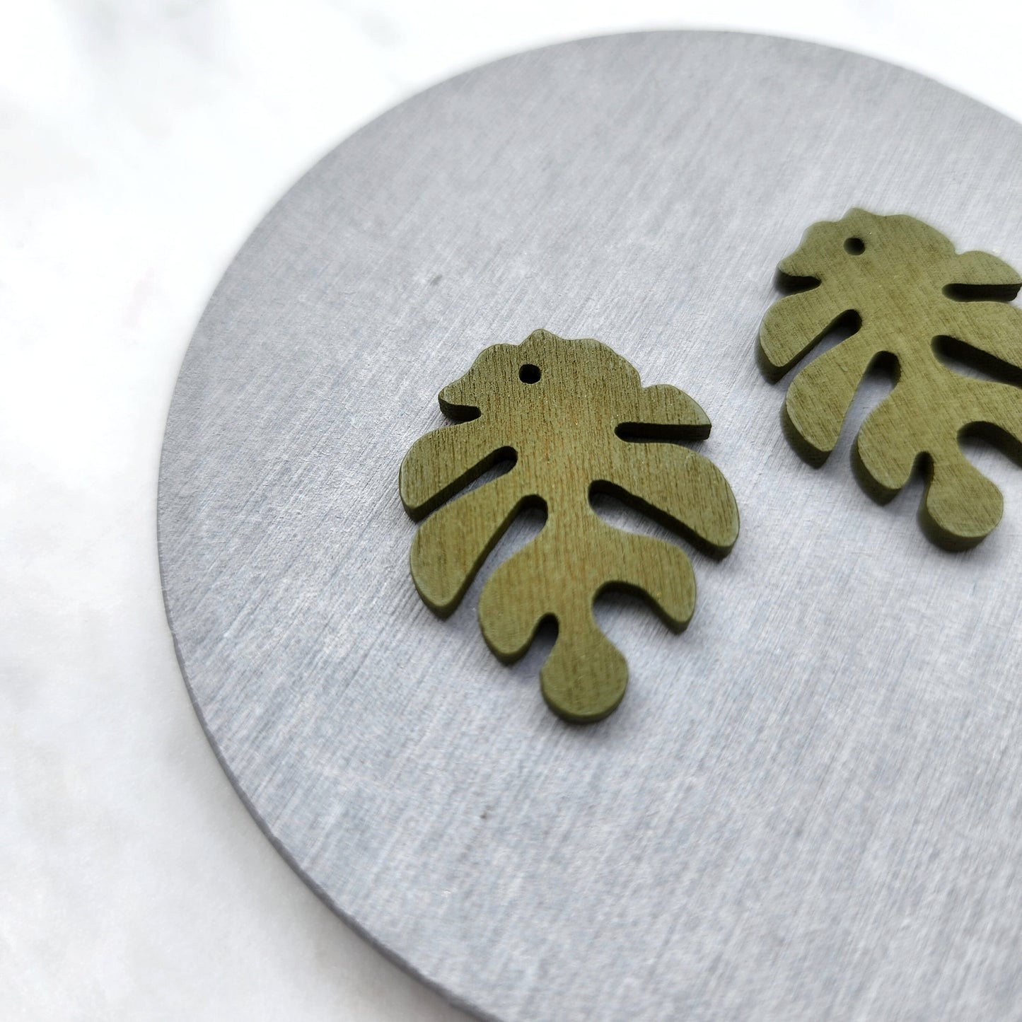 Wood Charm Monstera Pendant Earrings components Earrings findings DIY jewelry connectors