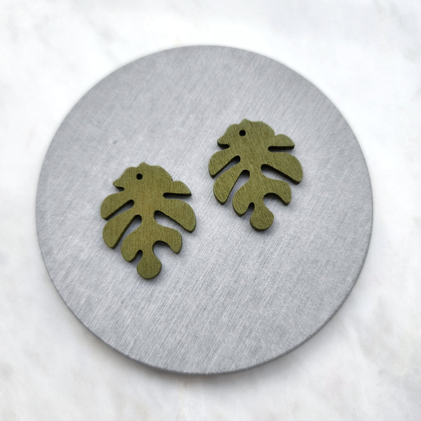 Wood Charm Monstera Pendant Earrings components Earrings findings DIY jewelry connectors