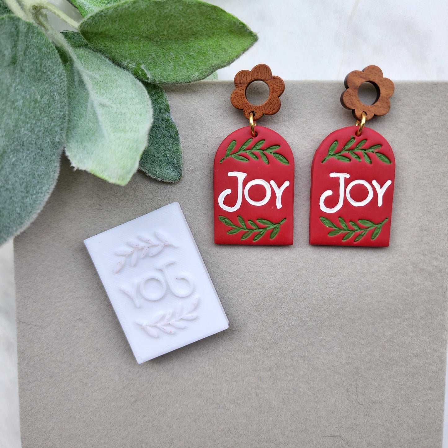 Christmas clay stamp "Joy" clay embossing Earrings Polymer clay 3D Geometry Jewelry shapes stamp