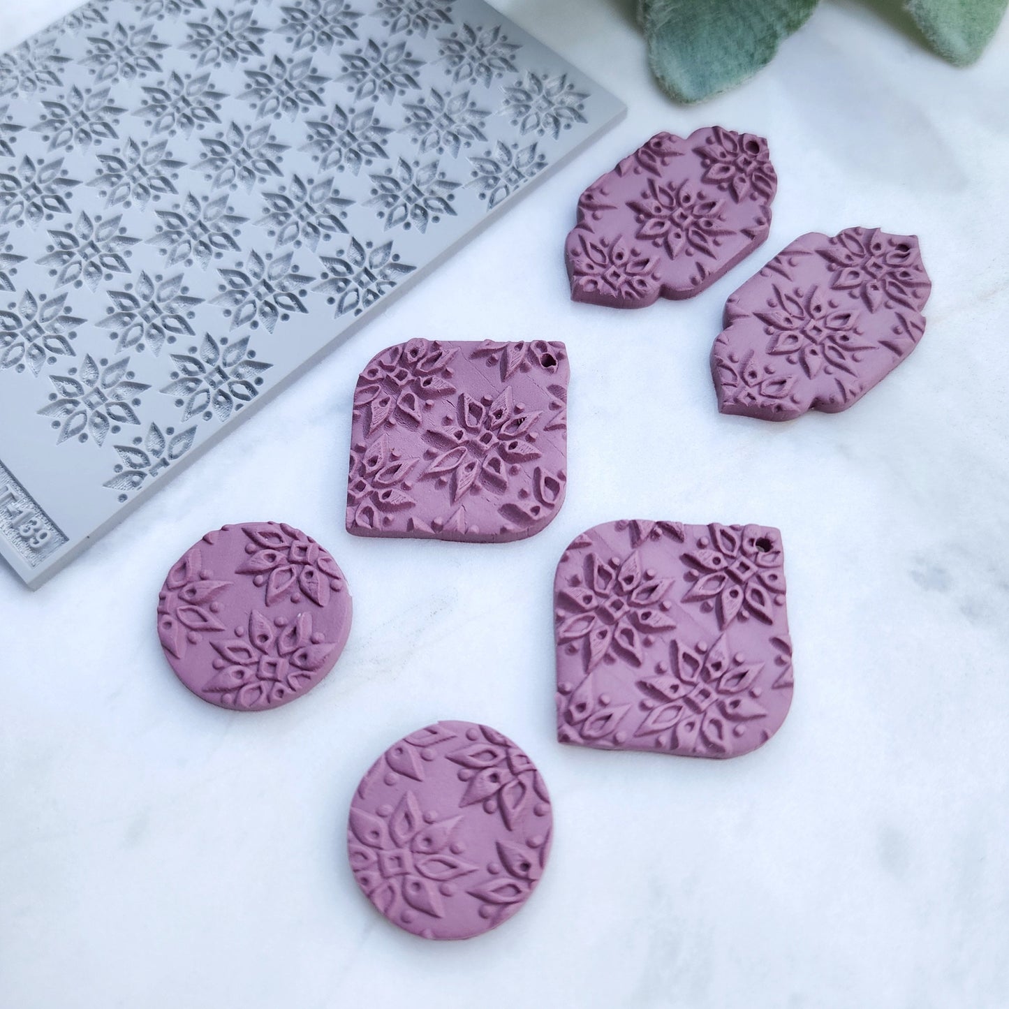 Polymer clay Texture tile Texture mat Clay stamp Polymer clay texture stencils "Flowers" T-139