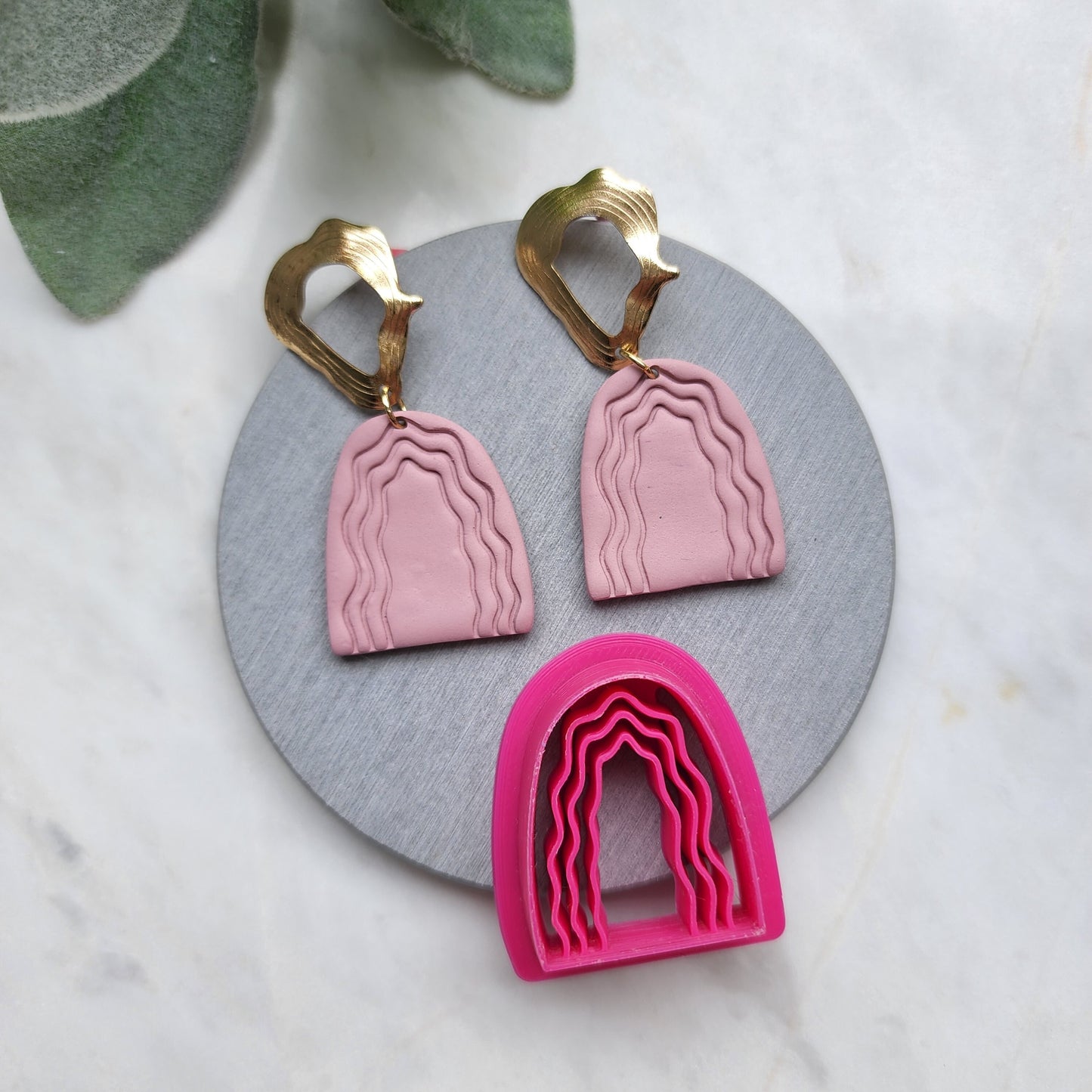 Earrings Polymer clay 3D cutters "Arch Rainbow" Jewelry Modern Abstract shape earrings mold