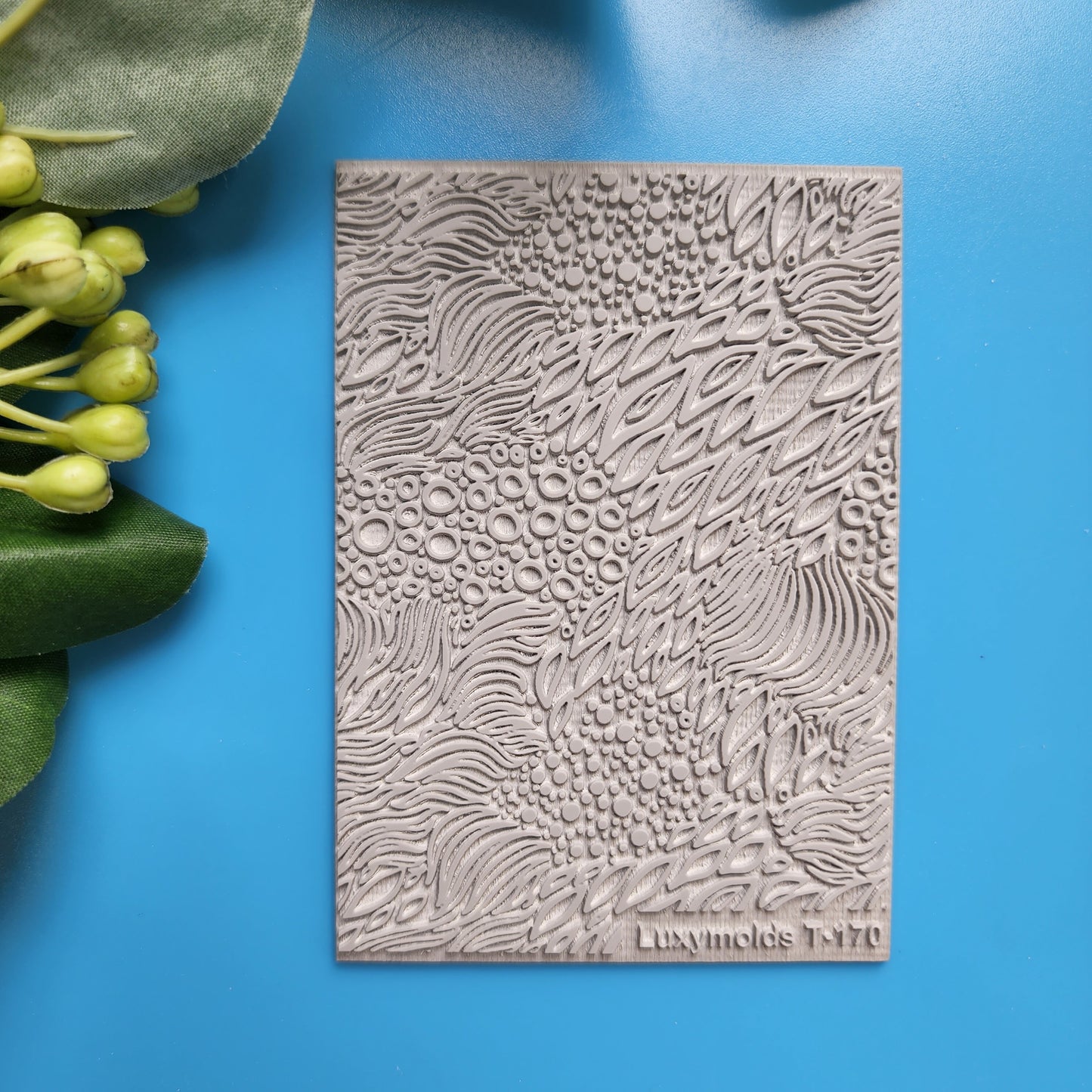 Polymer clay Texture tile Texture mat Clay stamp Polymer clay texture stencils "Wave and bubbles" T-170