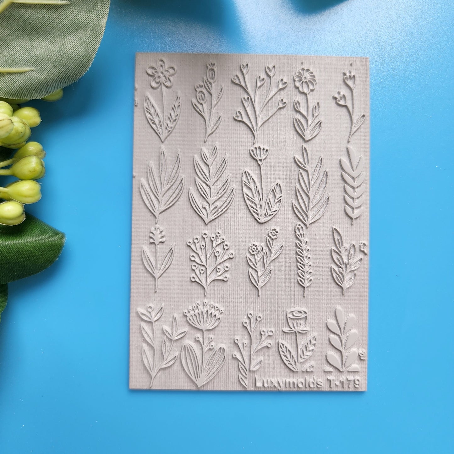 Polymer clay Texture tile Texture mat Clay stamp Polymer clay texture stencils "Plants, Botanic" T-179