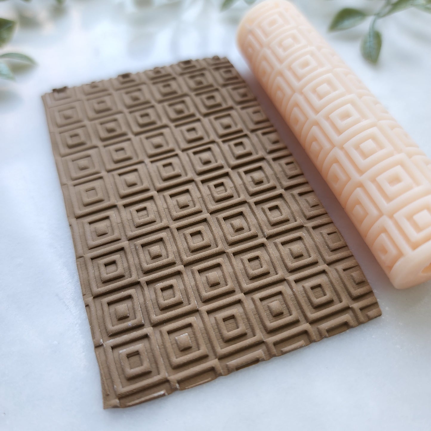 Polymer clay texture roller clay stamp 3D printed embossing "Geometry, Square"