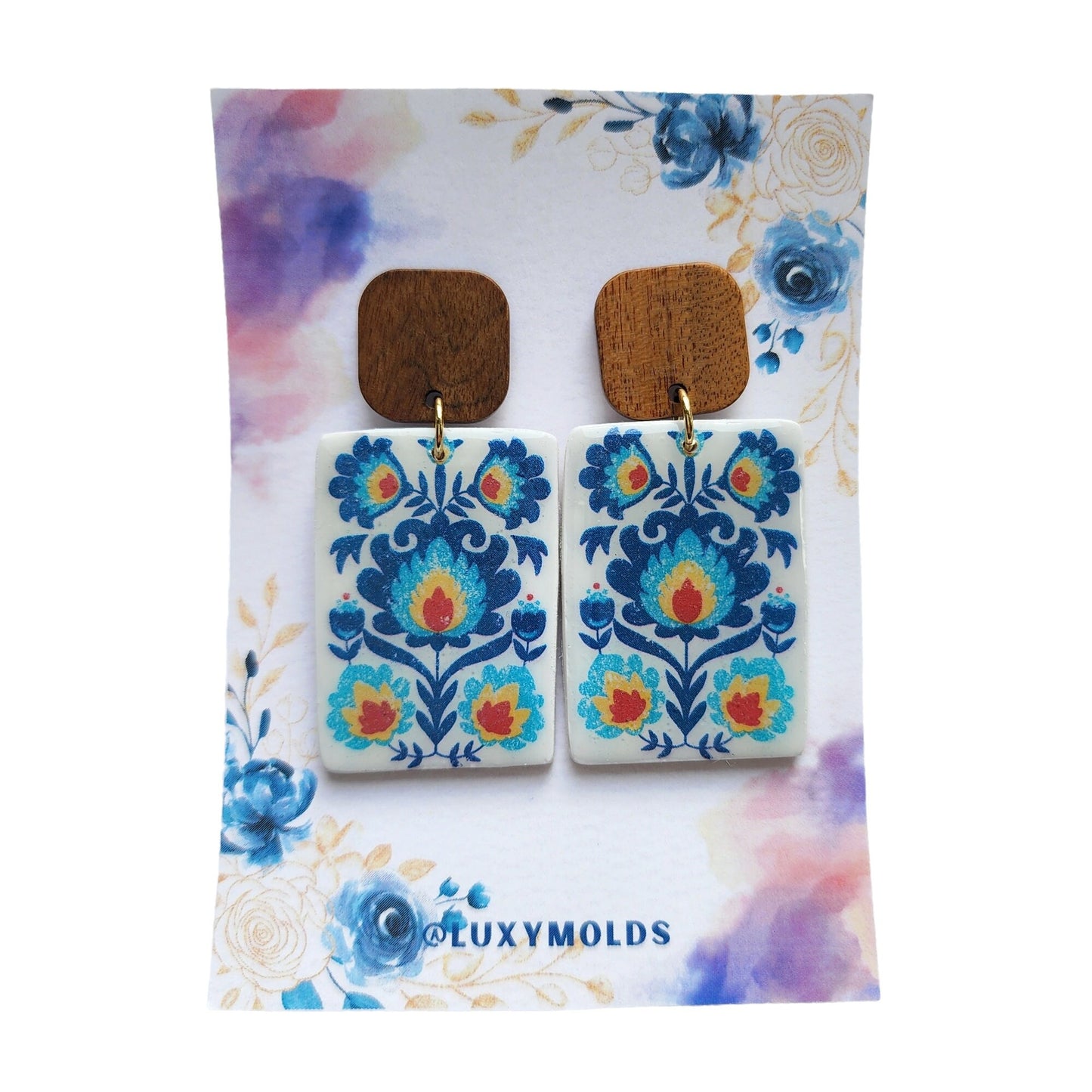 Water-soluble transfer paper for polymer clay craft "Polish folk flowers"