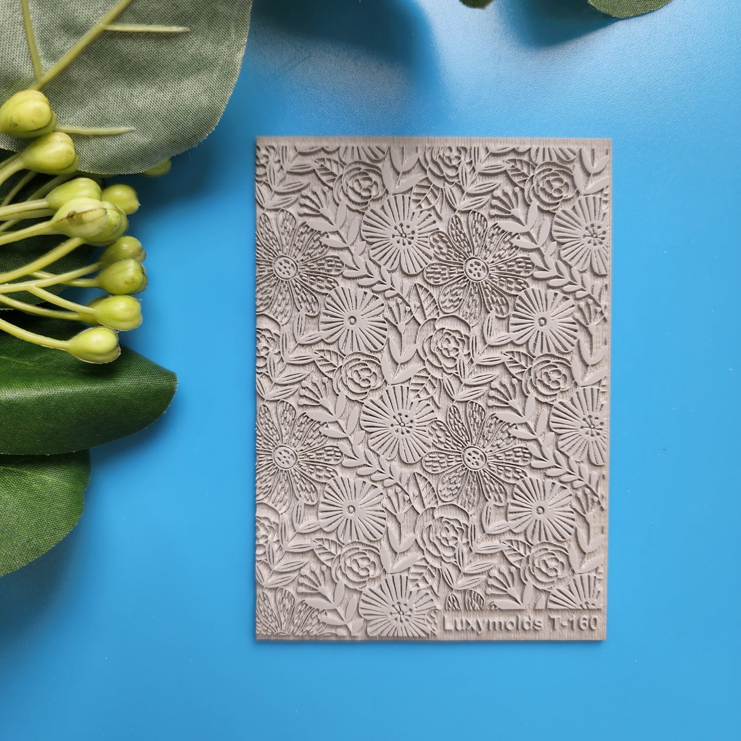 Polymer clay Texture tile Texture mat Clay stamp Polymer clay texture stencils "Flowers" T-160