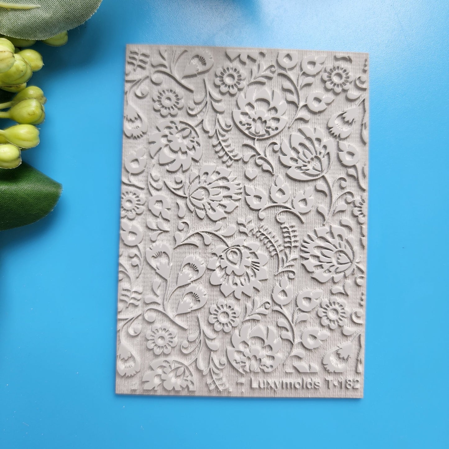 Polymer clay Texture tile Texture mat Clay stamp Polymer clay texture stencils "Folk Polish Flowers, Botanic" T-182