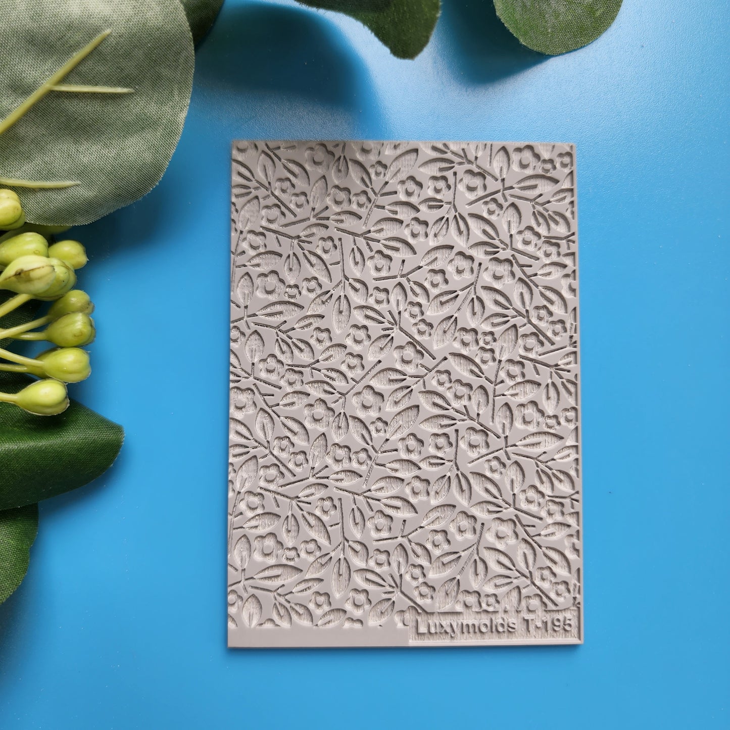 Polymer clay Texture tile Texture mat Clay stamp Polymer clay texture stencils "Botanic Flowers Leaves" T-195