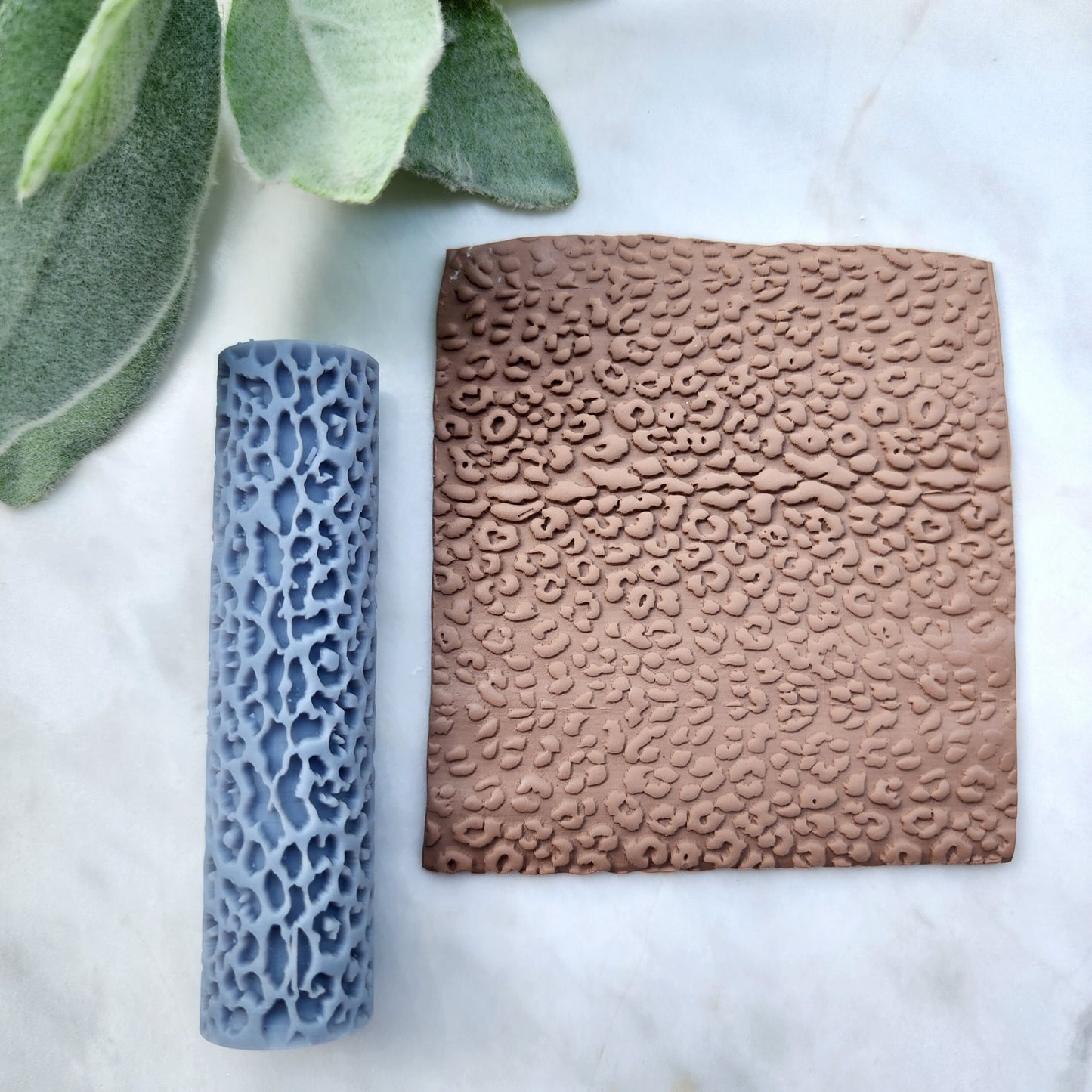 Polymer clay texture roller "Leopard" clay stamp 3D printed embossing