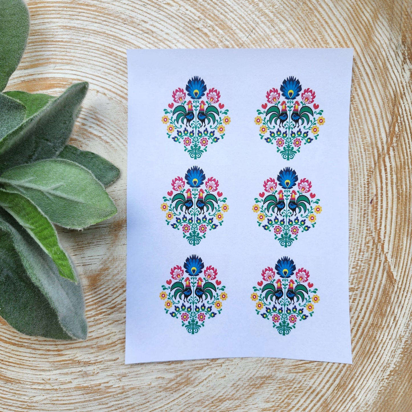 Clay transfer paper/ Image transfer paper/ Water soluble paper for polymer clay/ Polish folk floral pattern/ Transfer paper for clay