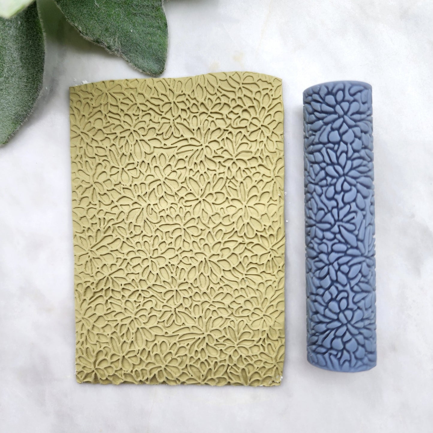 Polymer clay texture roller clay stamp 3D printed embossing "Floral texture"