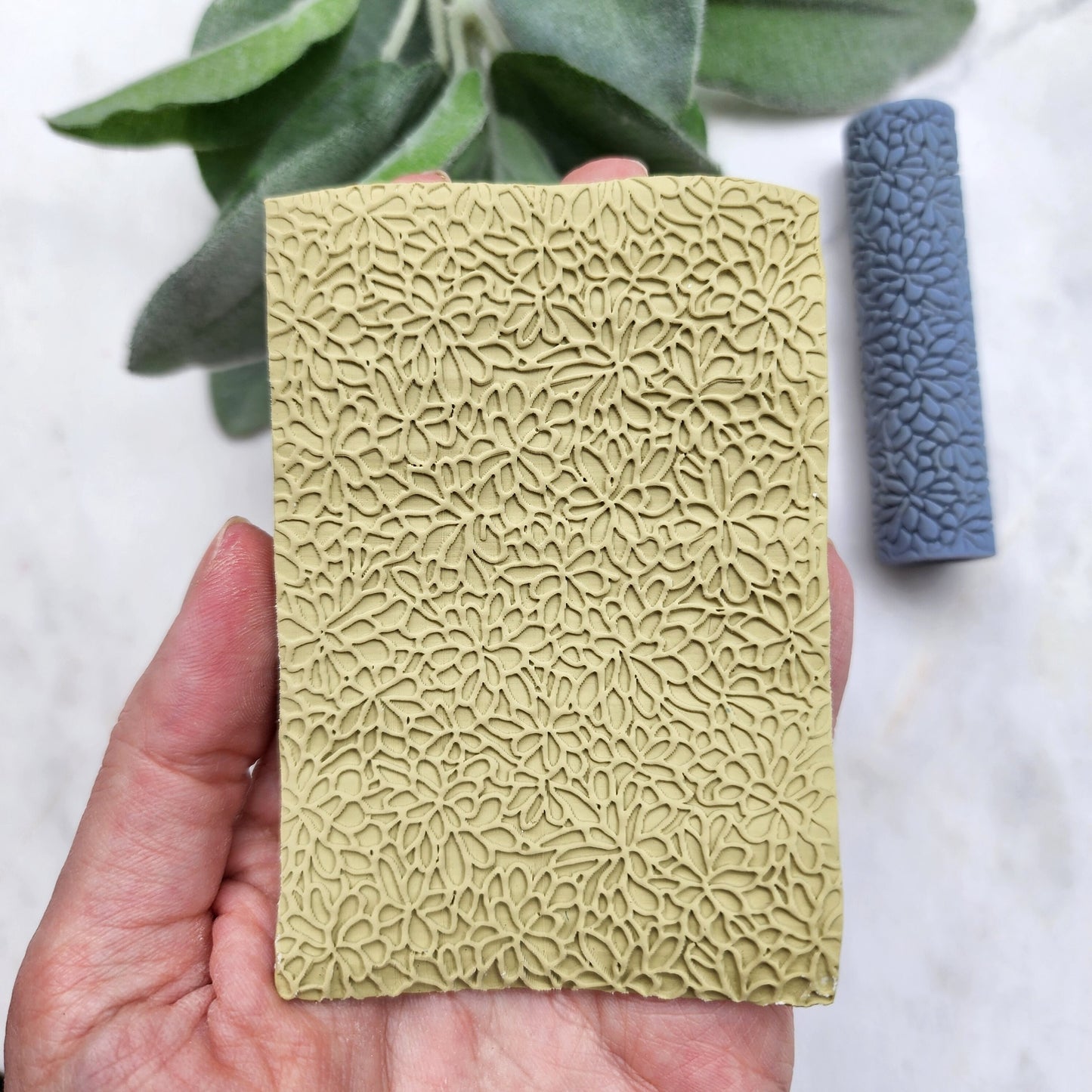 Polymer clay texture roller clay stamp 3D printed embossing "Floral texture"