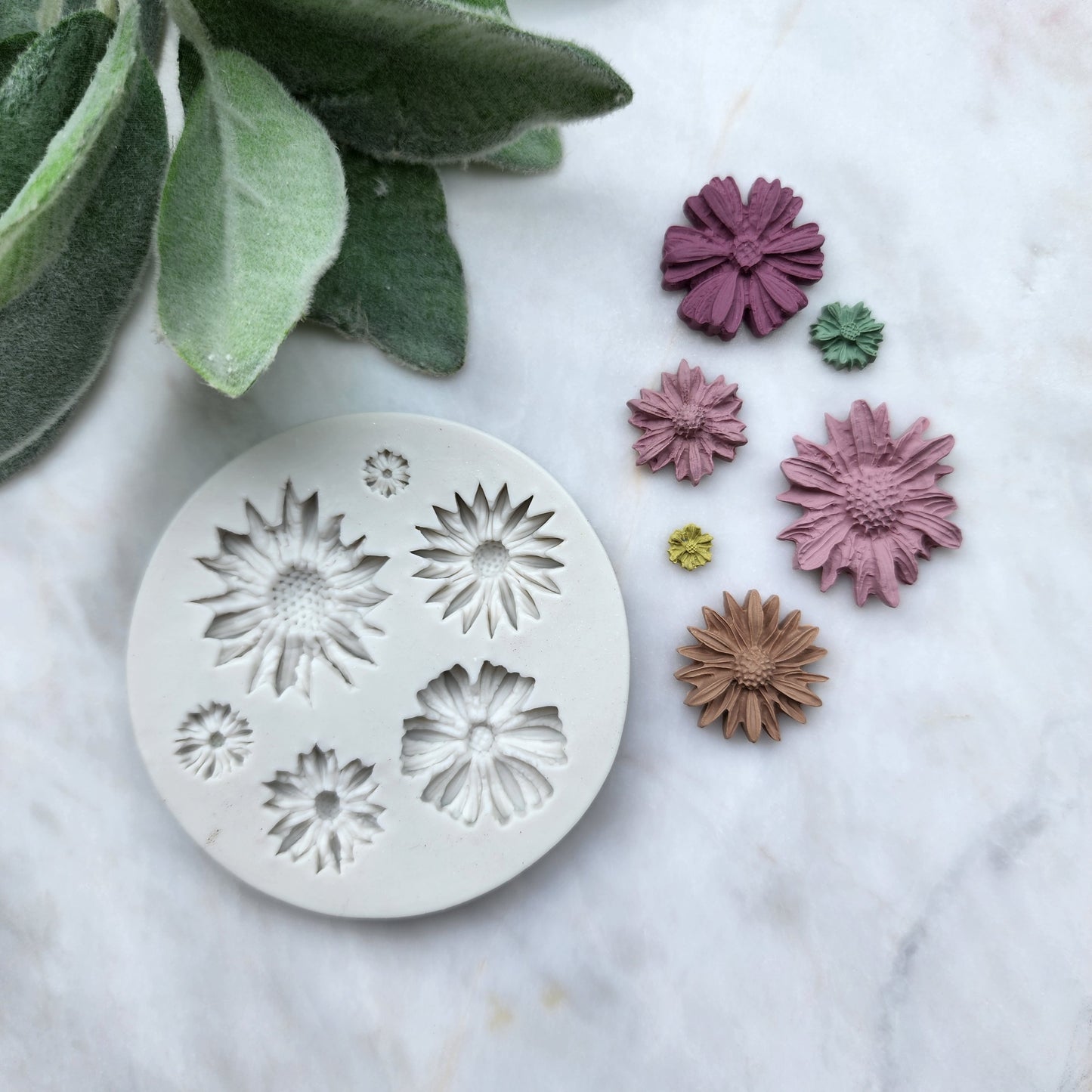 Silicone earrings mold "Sun flowers" mould for resin and polymer clay