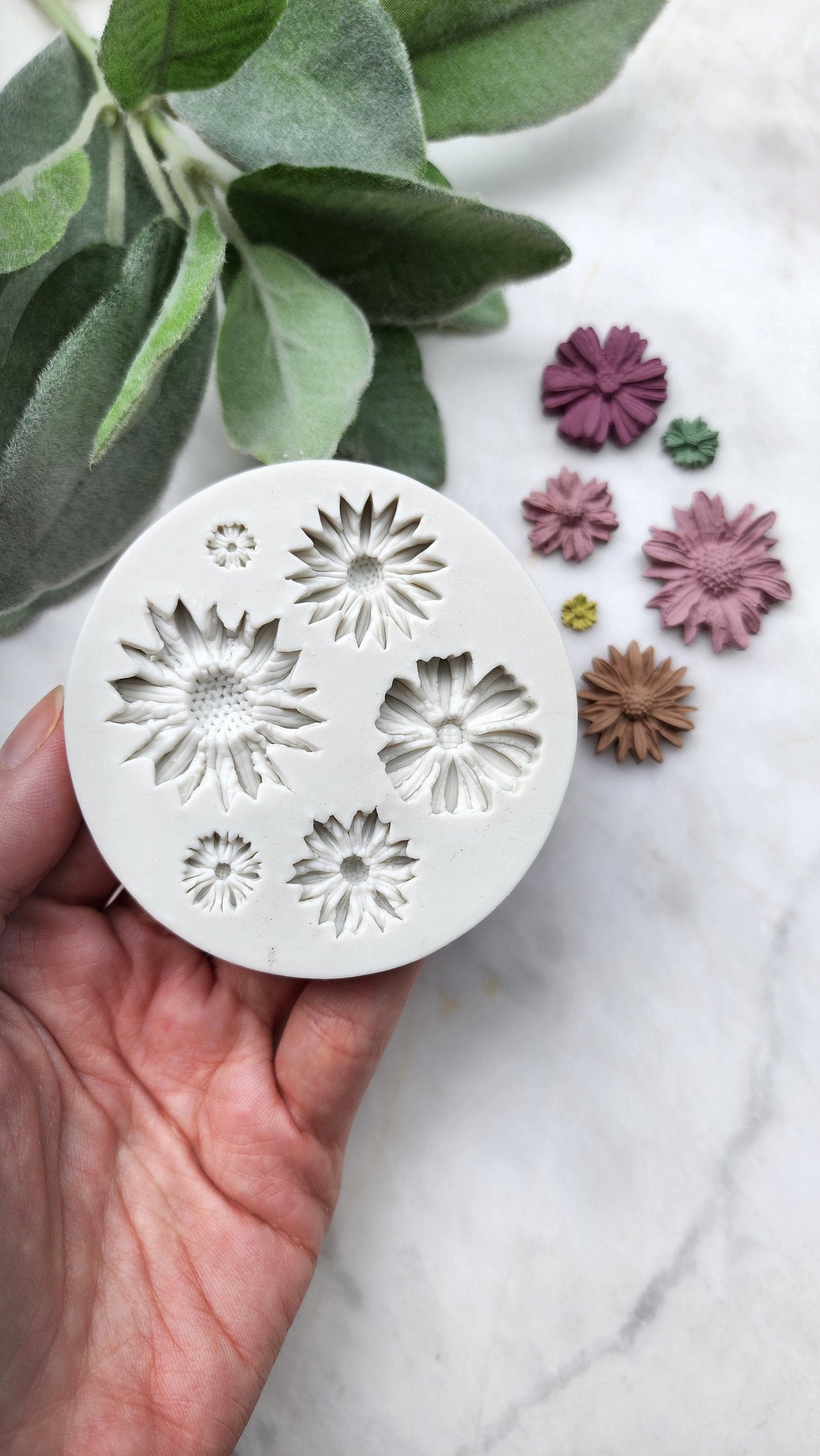 Silicone earrings mold "Sun flowers" mould for resin and polymer clay