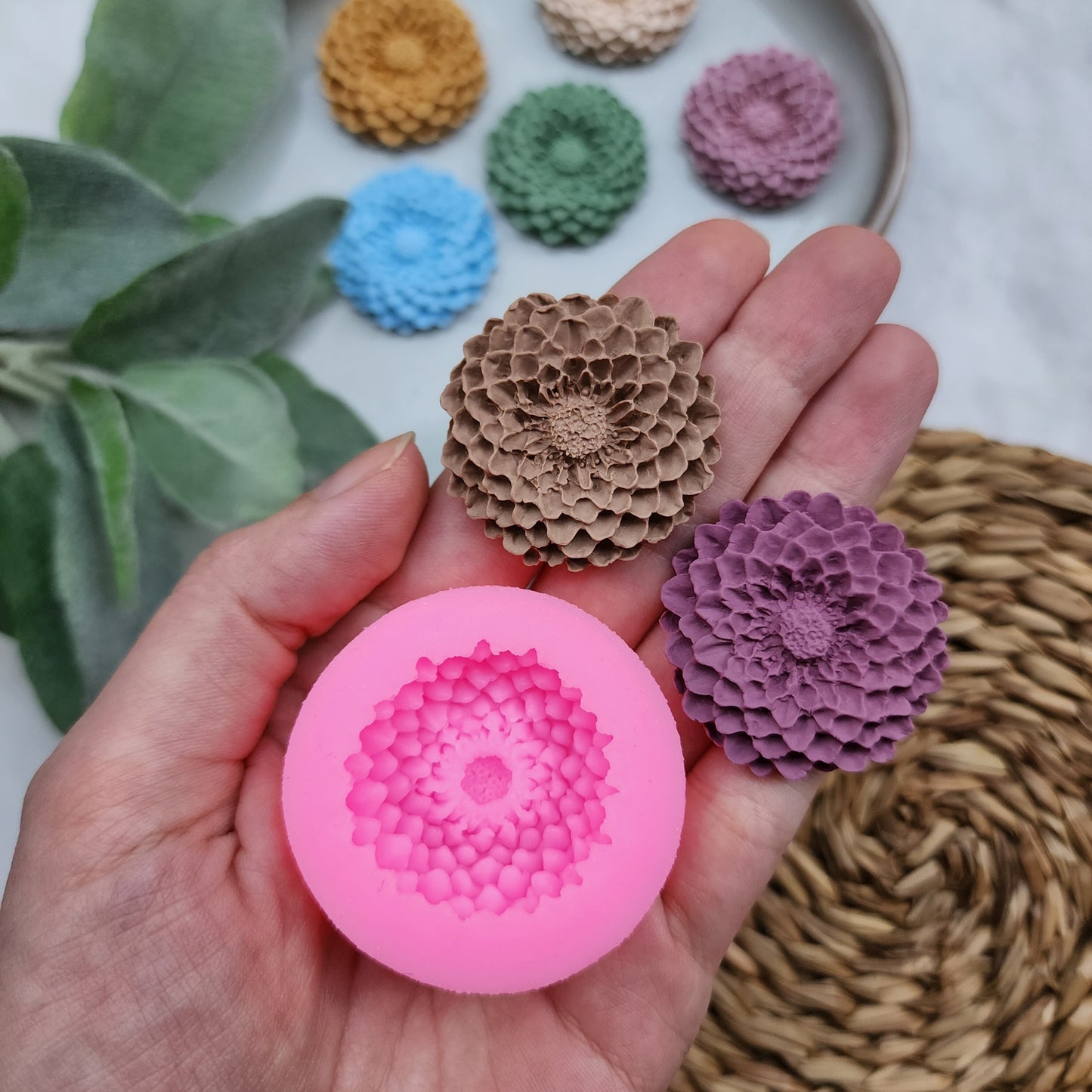 Polymer clay mold Silicone earrings mold "Hrisantema flower" Summer mold mould for resin and polymer clay Polymer clay tool Clay cutter
