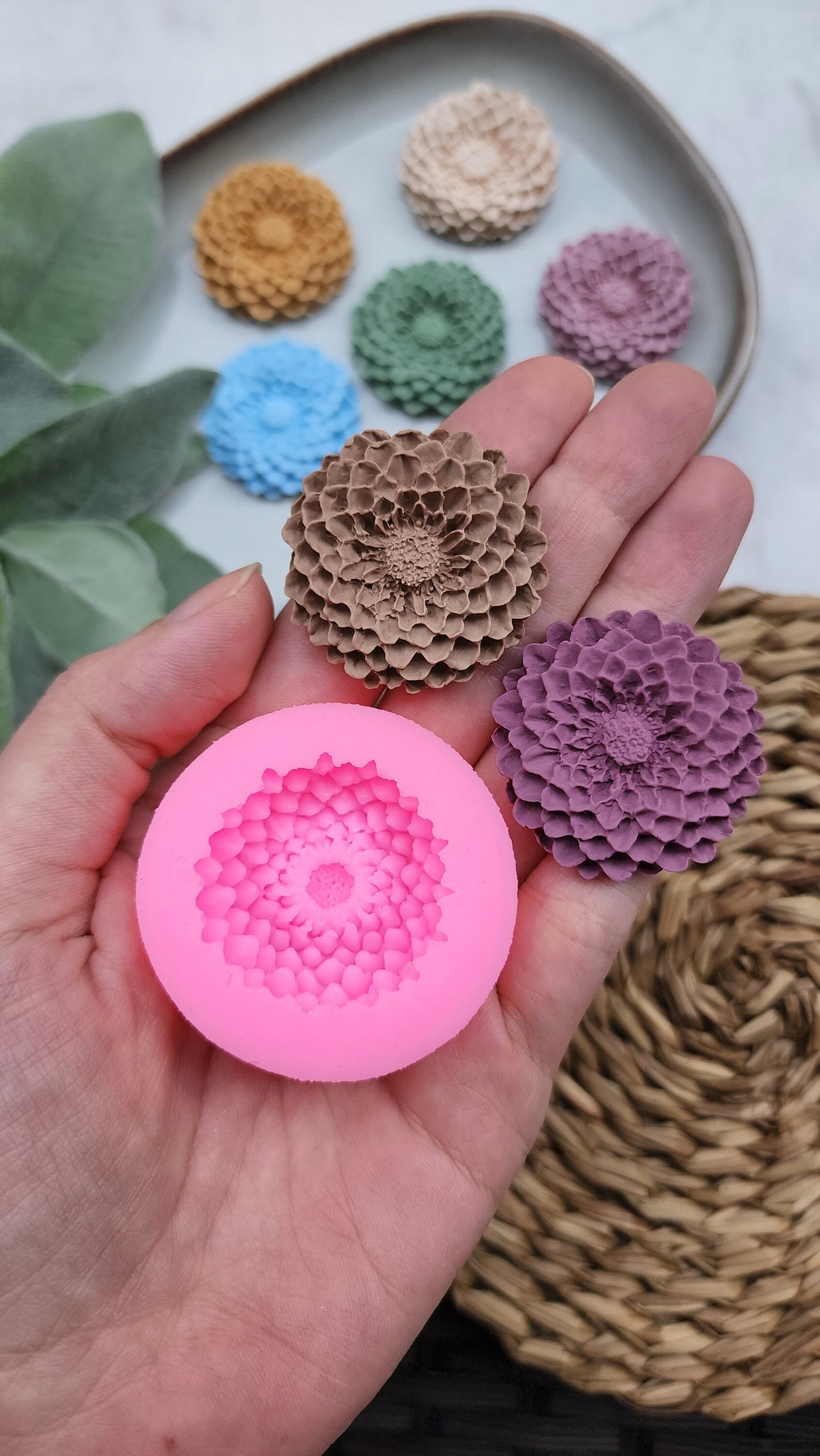 Polymer clay mold Silicone earrings mold "Hrisantema flower" Summer mold mould for resin and polymer clay Polymer clay tool Clay cutter
