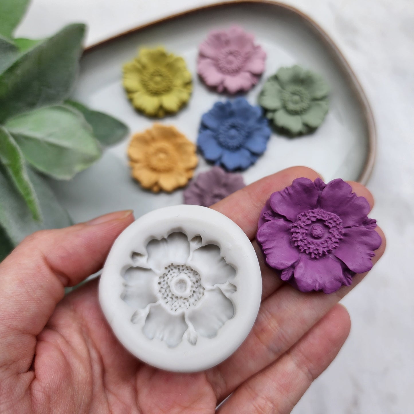 Polymer clay mold Silicone earrings mold "Anemone, Poppy flower" Summer mold mould for resin and polymer clay Polymer clay tool Clay cutter