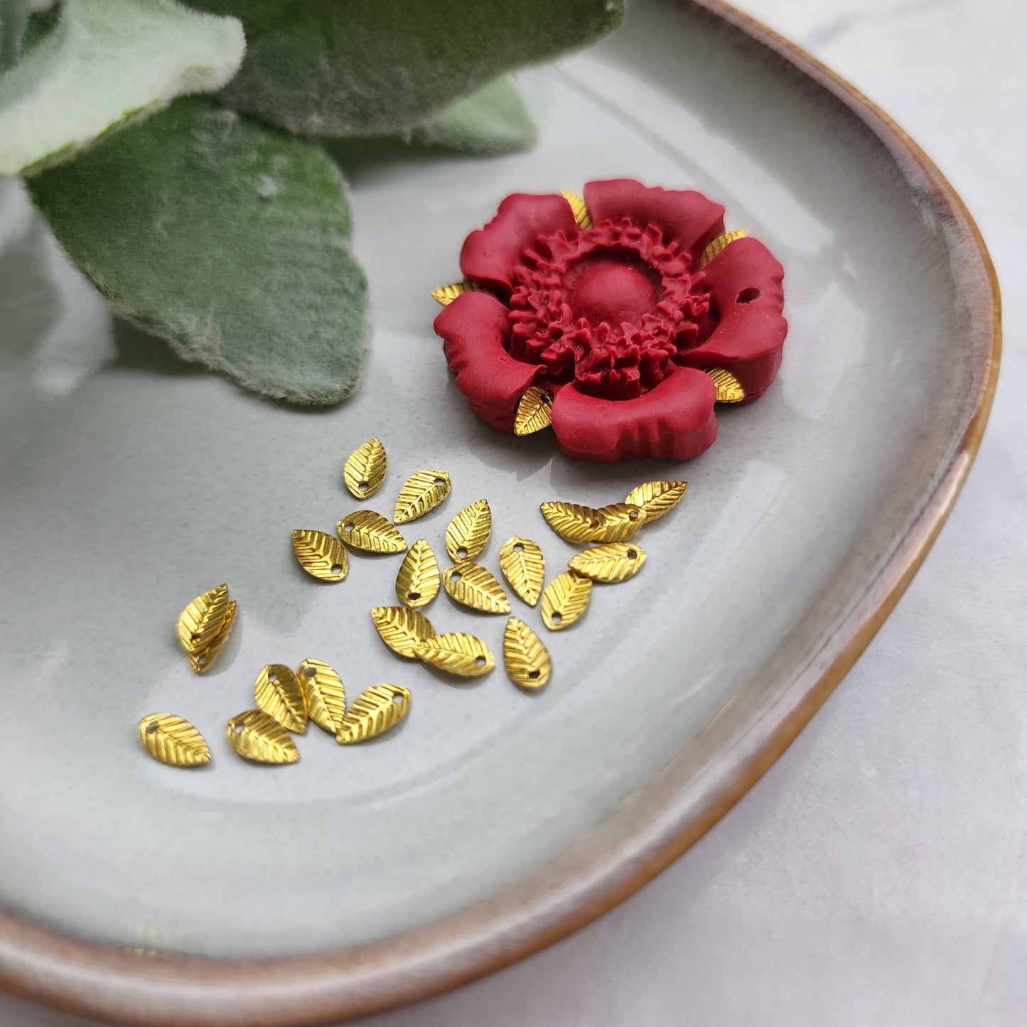50 pcs Brass leaves Earrings components Earrings findings DIY jewelry Raw brass charms Pendants Jewelry parts Metal charms Clay supplies