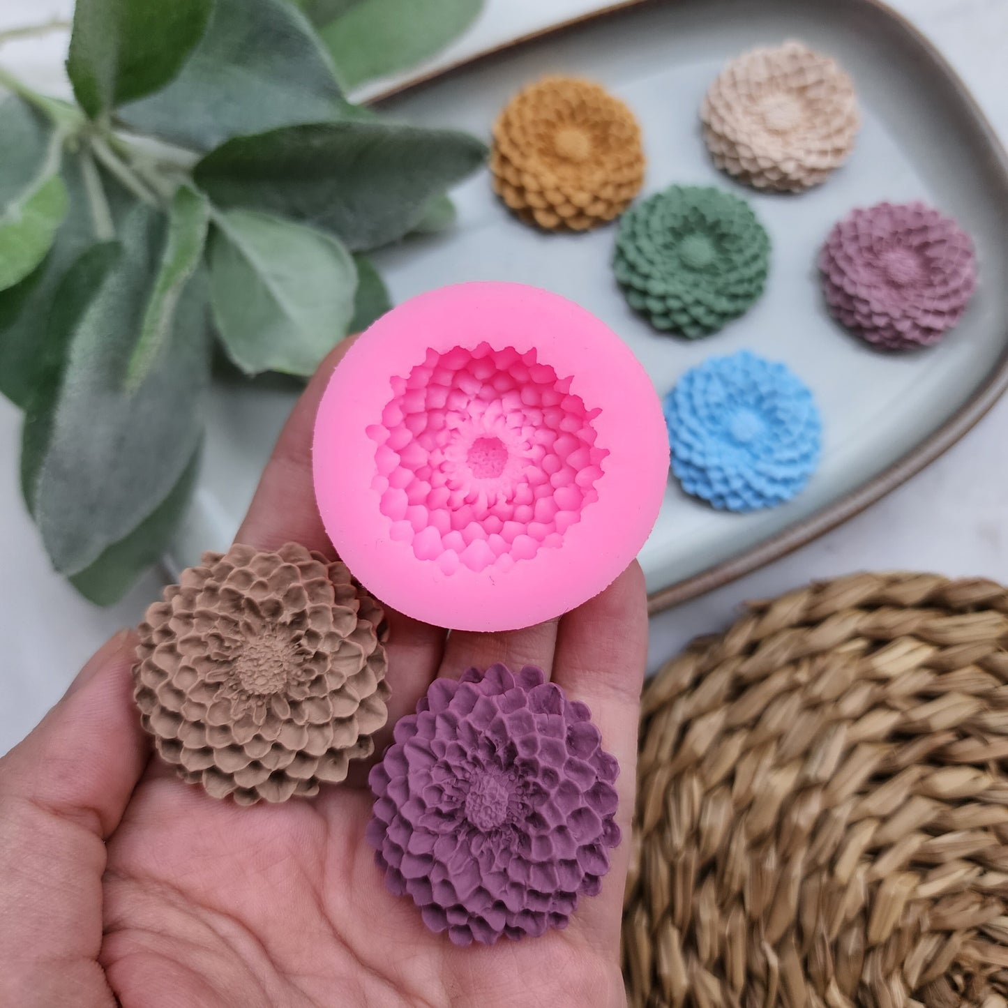 Polymer clay mold Silicone earrings mold "Hrisantema flower" Summer mold mould for resin and polymer clay Polymer clay tool Clay cutter
