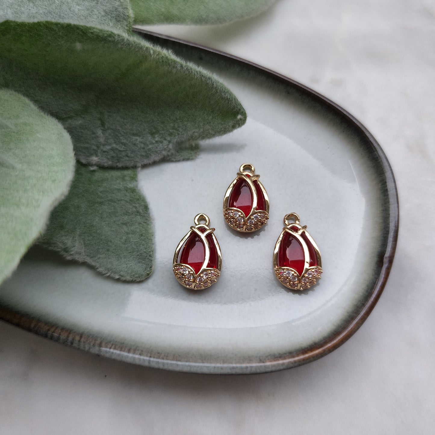 2 pcs Zircon charms pendants Crystal connectors Earrings components findings DIY Rhinestone Jewelry supplies Earrings gold plated parts