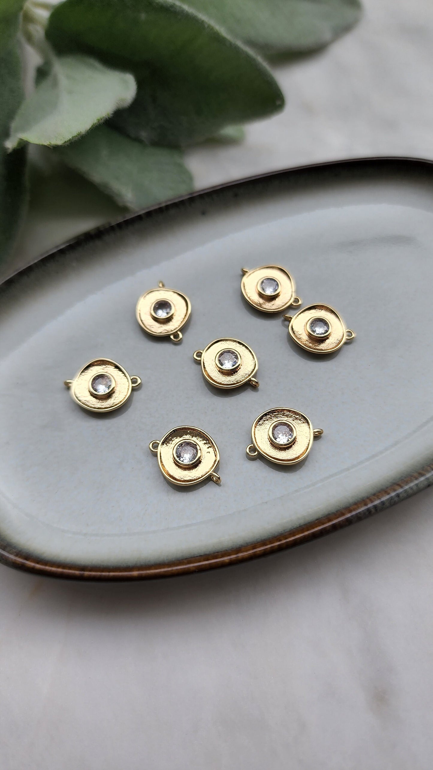 2 pcs Zircon charms pendant "Circle" Crystal connectors Earrings component findings DIY Rhinestone Jewelry supplies Earring gold plated part