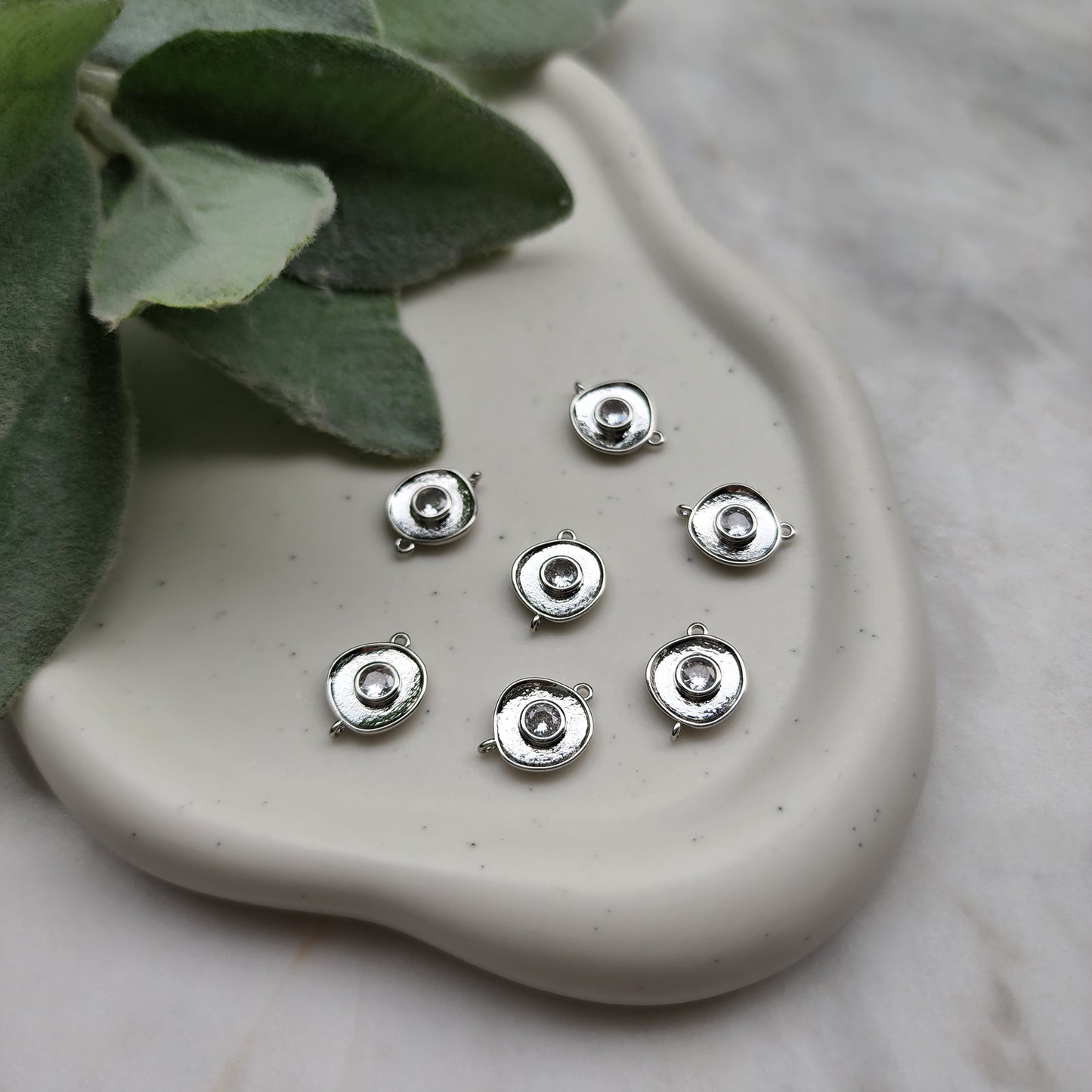 2 pcs Zircon charms pendant "Circle" Crystal connectors Earrings component findings DIY Rhinestone Jewelry supplies Earring gold plated part