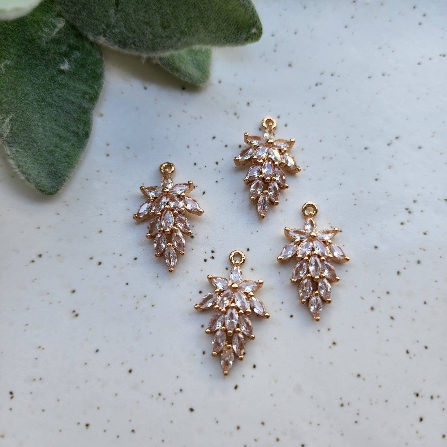Zircon charms pendants "Flower" Crystal connectors Earrings components findings DIY Rhinestone Jewelry supplies Earrings gold plated parts