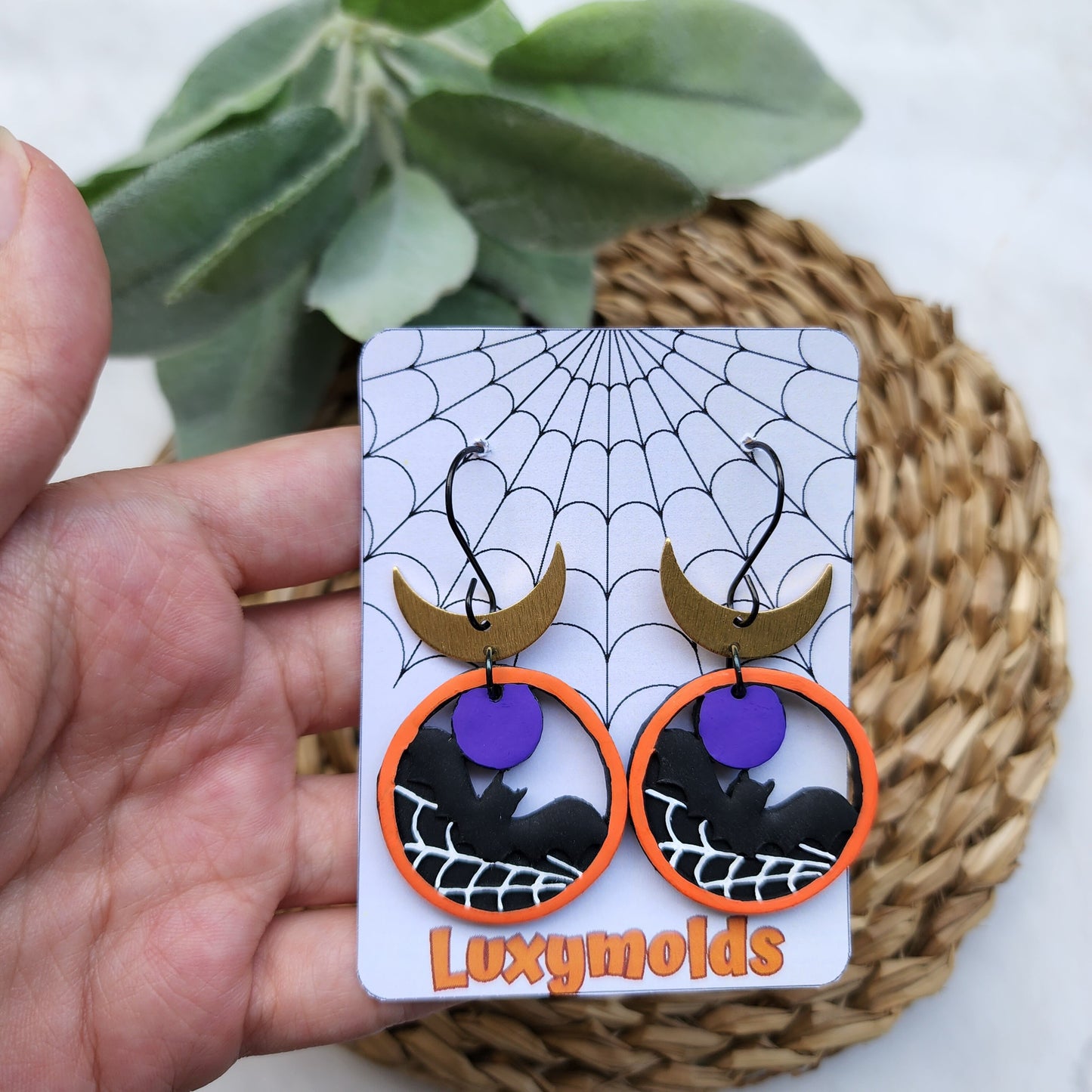 Halloween Polymer clay earrings / Cat Witch hat Ghost earrings / Halloween earrings / Spider net Black cat Jack Bat earrings / Clay jewelry
