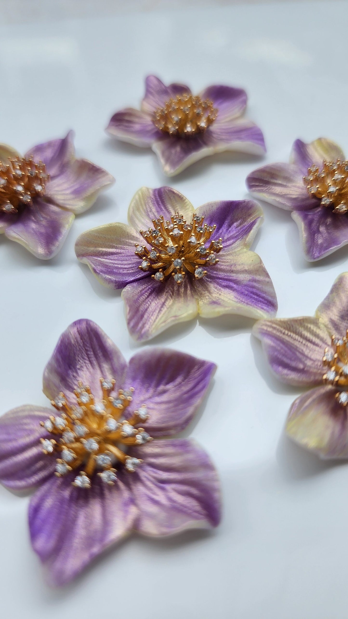 Flower centers Flower metal stamens Earrings components Earrings findings DIY jewelry Jewelry supplies Polymer clay supplies Cubic zirconia