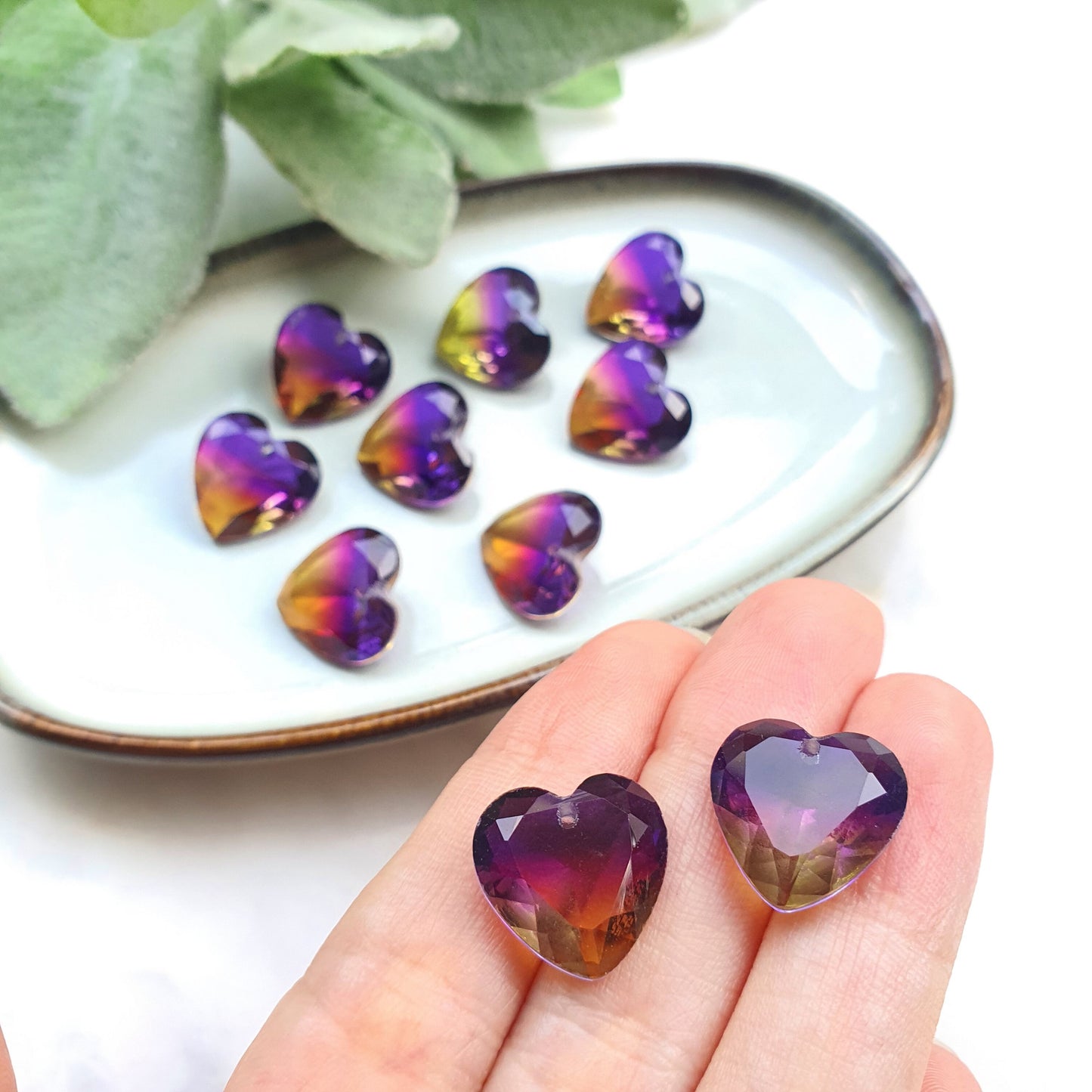 Heart Zircon charms pendants Crystal Amethyst connectors Earrings components findings DIY Rhinestone Jewelry supplies Earrings parts
