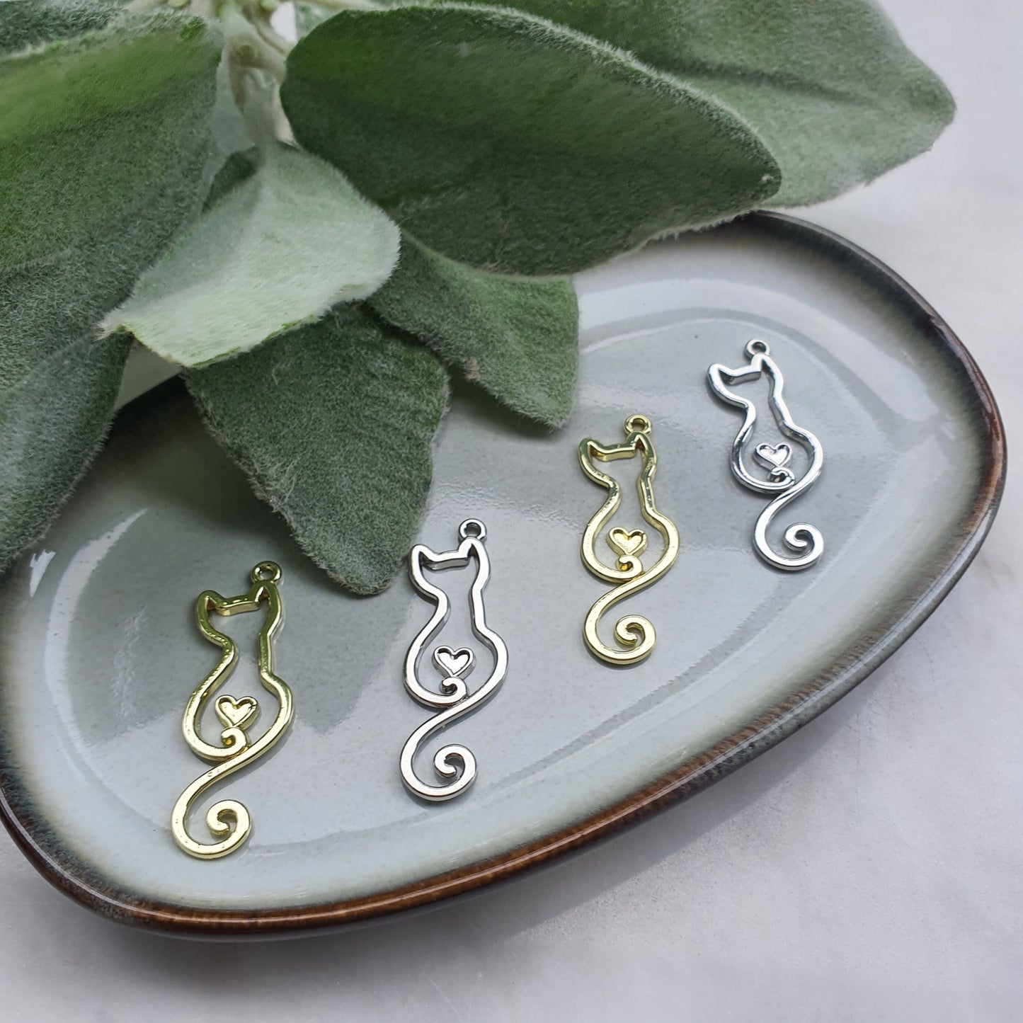 Cat Earrings charms components findings DIY Jewelry supplies Earrings gold plated parts Gold filled pendants earrings parts