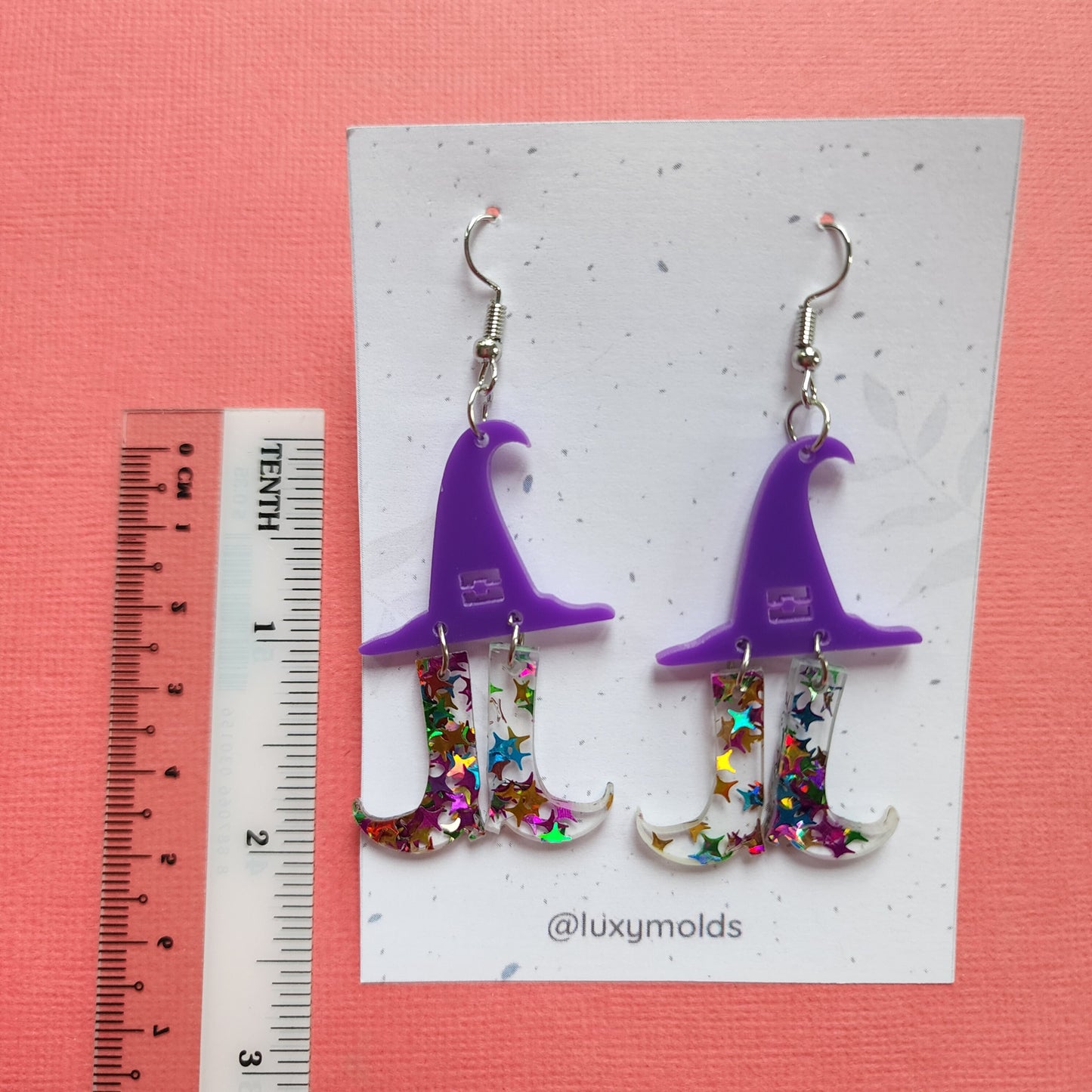 Silicone earrings mold / Silicone epoxy mold / Silicone UV resin molds / Halloween Witch hat earrings silicone jewelry mold