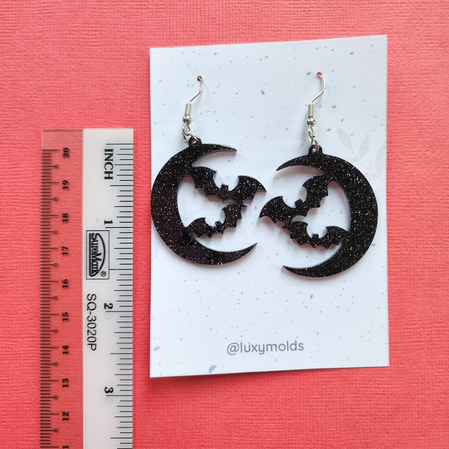 Silicone earrings mold / Silicone epoxy mold / Silicone UV resin molds / Halloween Bat Moon earrings silicone jewelry mold