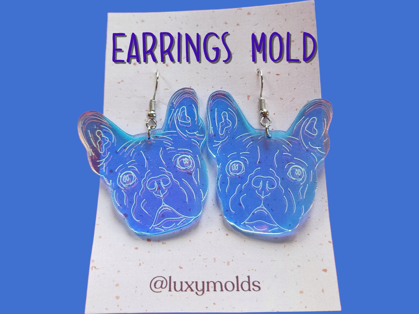 Silicone earrings mold / Silicone epoxy mold / Silicone UV resin molds / Dog face Bulldog earrings silicone jewelry mold