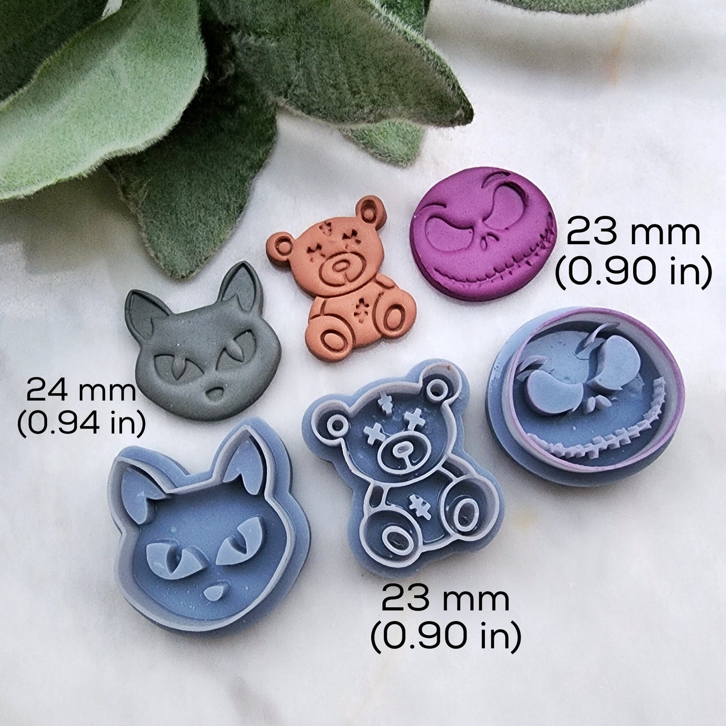 Halloween Polymer Clay cutters Stud earring clay cutters Earrings molds Polymer clay tool Animals cutters Cat Stitched teddy bear Jack face