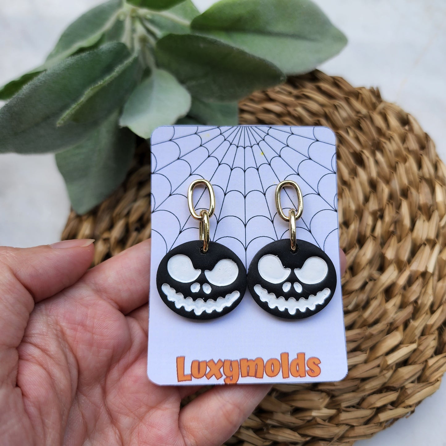Halloween Polymer clay earrings / Cat Witch hat Ghost earrings / Halloween earrings / Spider net Black cat Jack Bat earrings / Clay jewelry