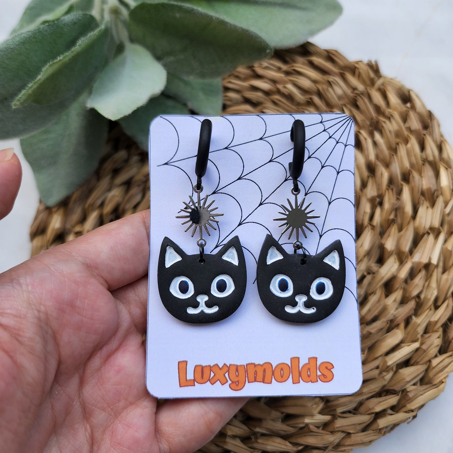 Halloween Polymer clay earrings / Cat Witch hat Ghost earrings / Halloween earrings / Spider net Black cat Jack Bat earrings / Clay jewelry
