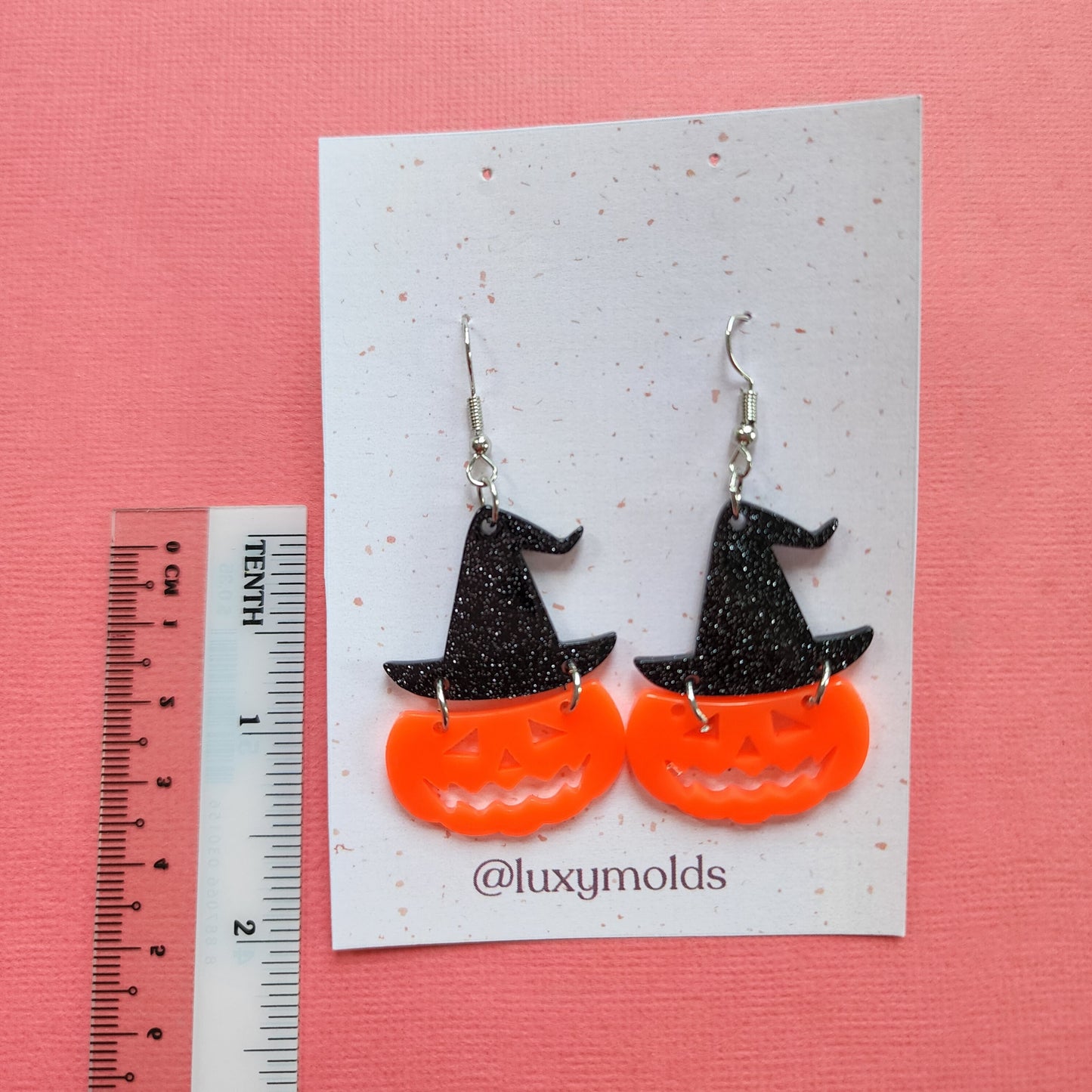 Silicone earrings mold / Silicone epoxy mold / Silicone UV resin molds / Halloween Pumpkin Witch hat earrings silicone jewelry mold