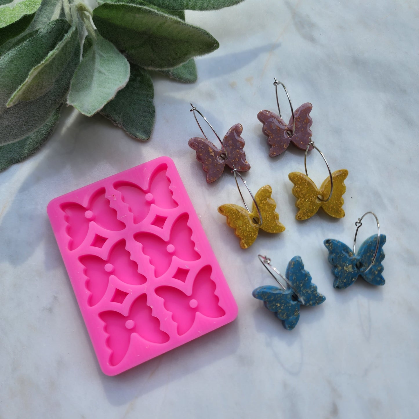 Silicone earrings mold / Silicone epoxy mold / Silicone earring moulds / Silicone UV resin molds / Butterfly earring silicone jewelry mold