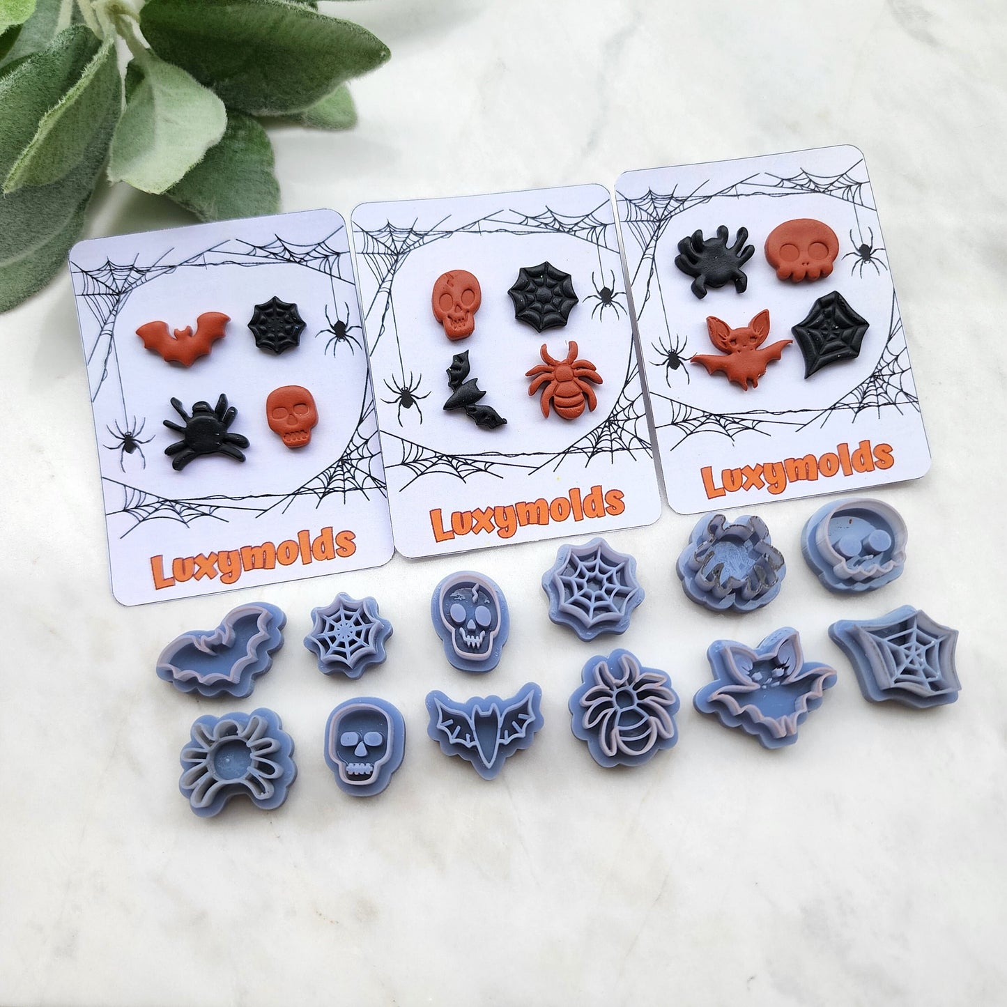 12 pcs set Halloween Polymer Clay cutters Stud earrings clay cutters Earrings molds Polymer clay tool Spider Skull Bat sharp cutter stamp