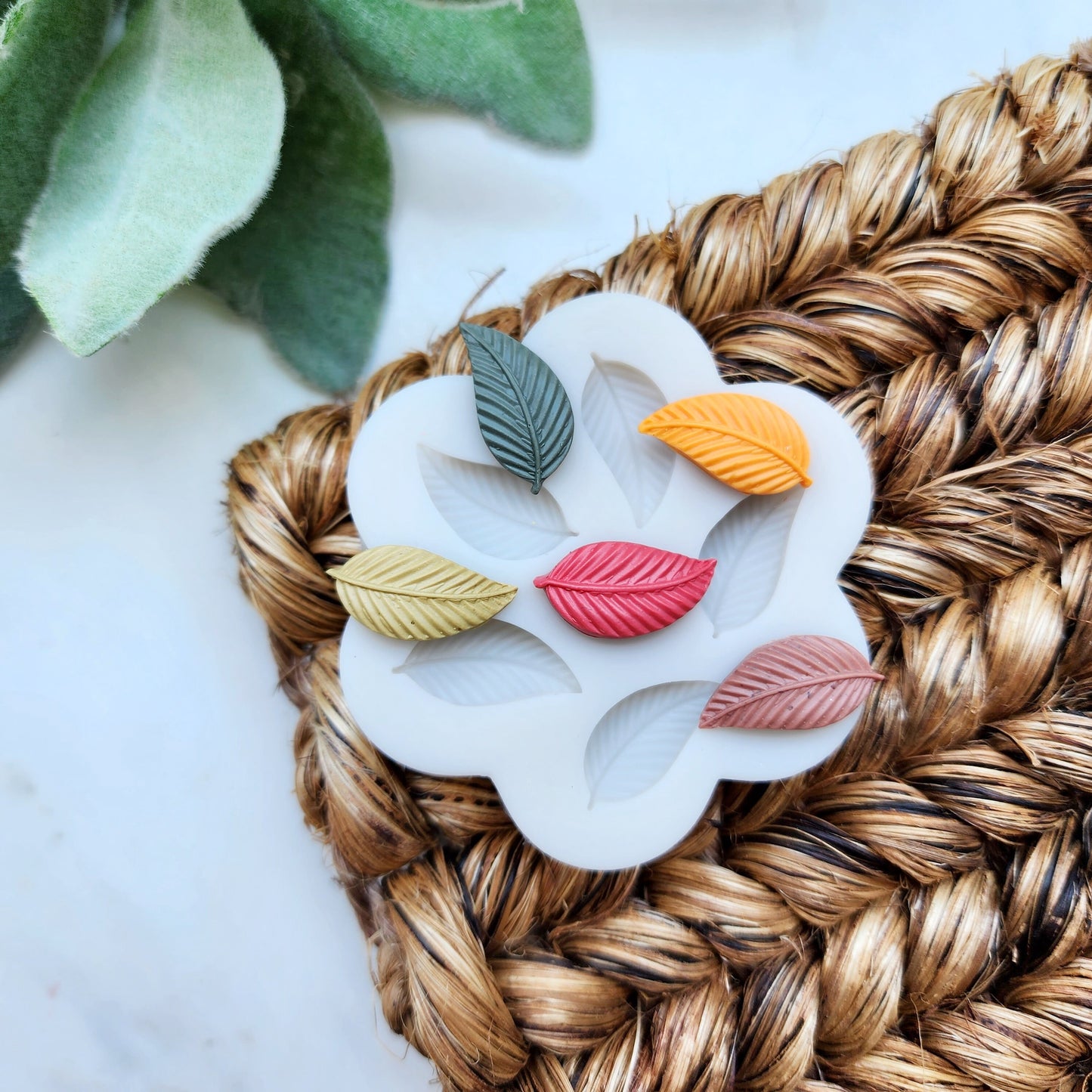 Polymer clay mold Silicone earrings mold "Leaves" Summer mold for resin and polymer clay Polymer clay tool Clay cutter Clay texture
