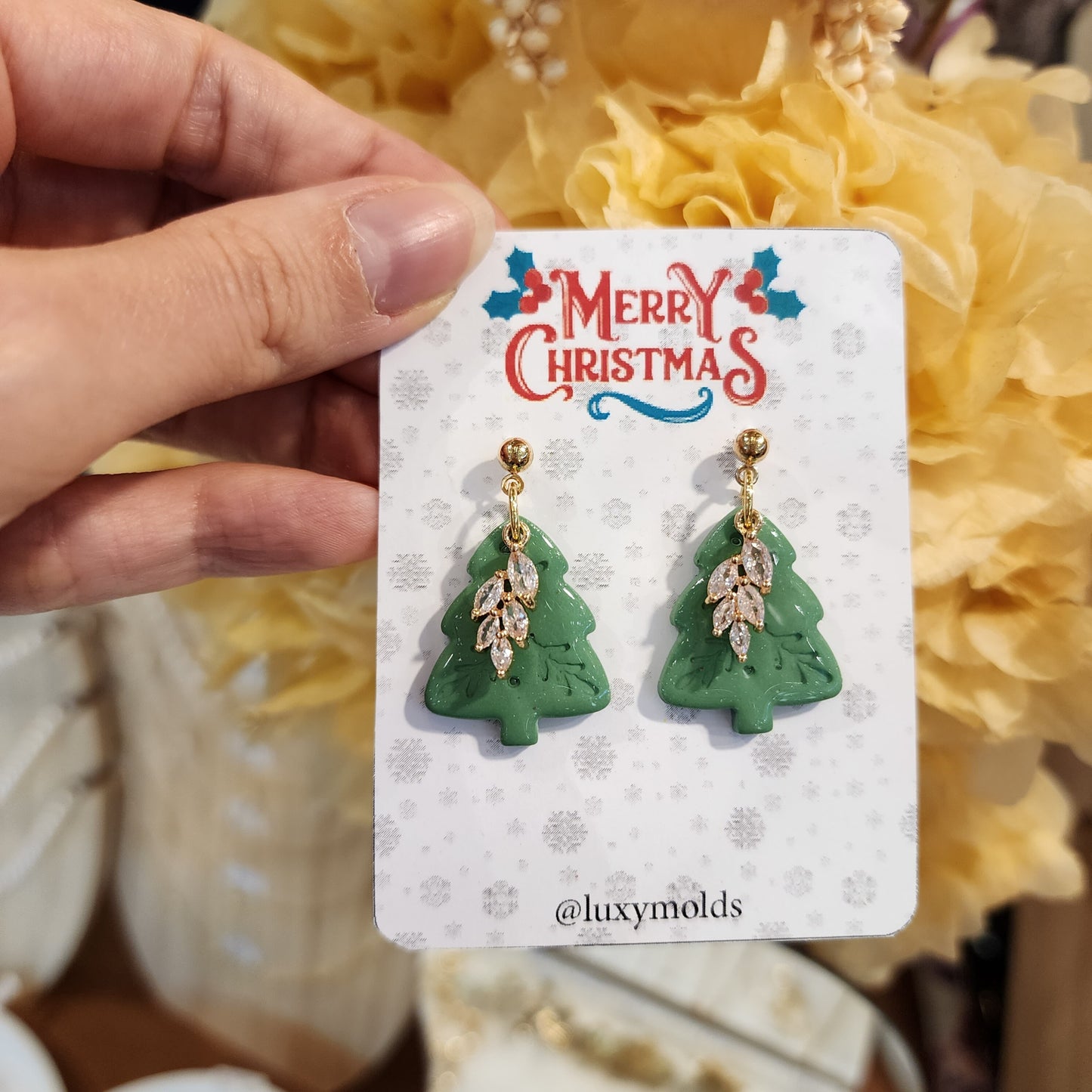 Christmas earrings Clay jewelry Polymer clay earrings Christmas gift Resin earrings Christmas tree earrings